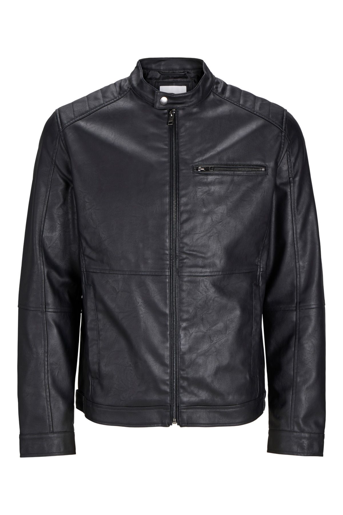 Jack Jones JACK JONES Men s Black Biker Leather Jacket 12261196 Trendyol