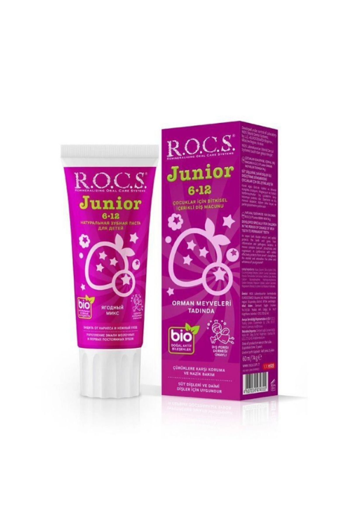 R.O.C.S. 6-12 YAŞ ARASI ÇOCUKLAR İÇİN BEYAZLATICI VE PARLATICI KORUYUCU ORMAN MEYVELİ DİŞ MACUNU 60ML