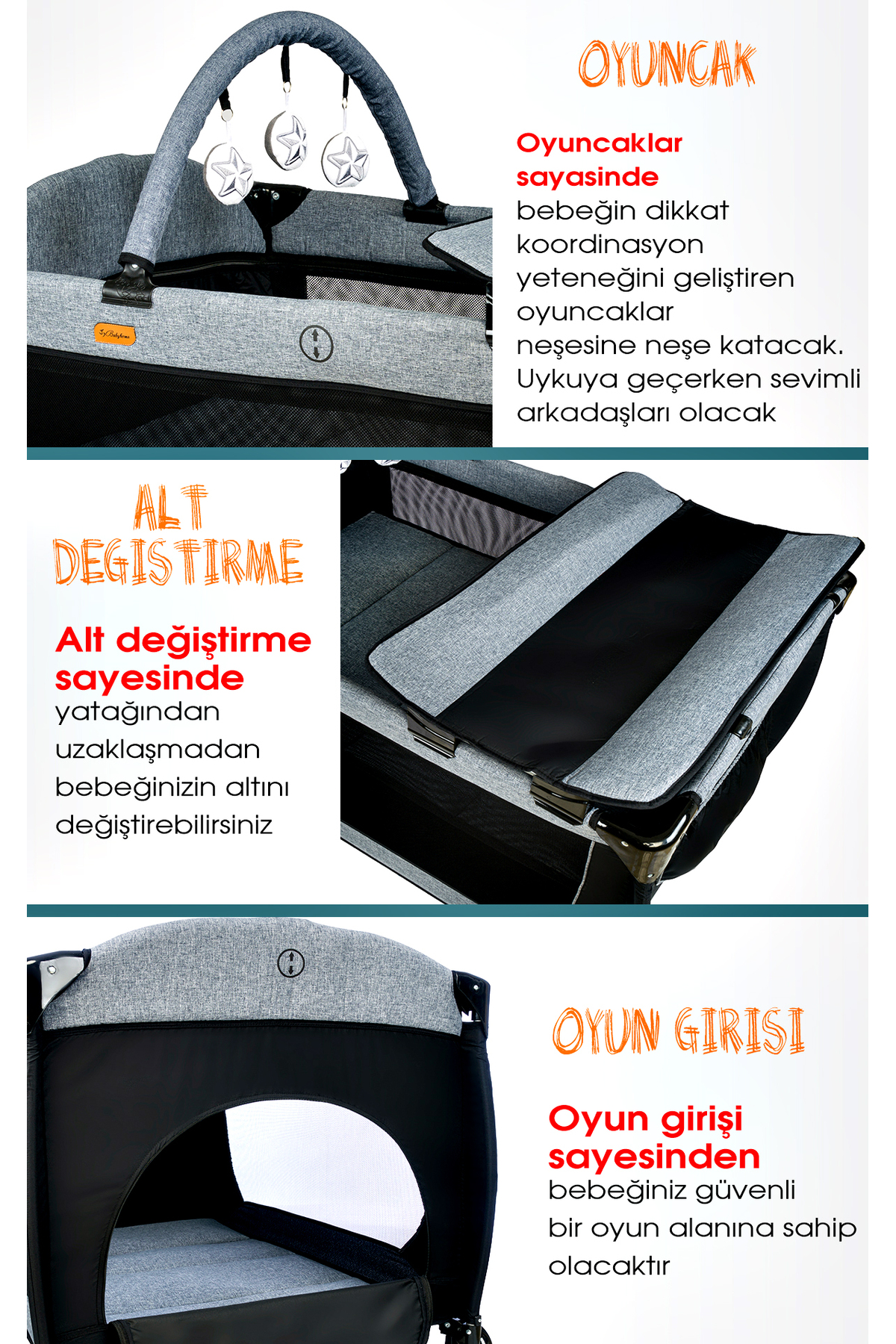 Baby Home Ekonomi Paket 10 In 1 1010 Travel Sistem Bebek Arabası 560 Oyun Parkı Yatak Beşik Ve Mama Sandalyesi fotoğrafı 7 (önizleme)