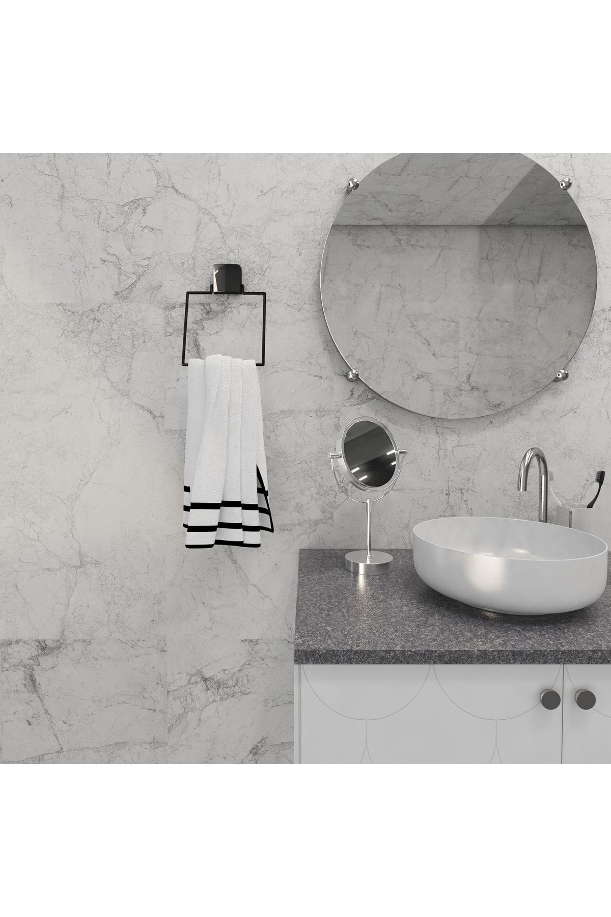 Decorative Adhesive Bathroom-Kitchen Metal Square Towel Hanger Black Screwless Practical Assembly Dc-5060