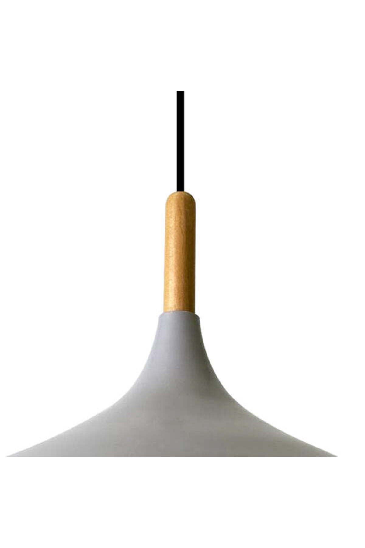 Bamyum-Champion Pendelleuchte, aus Holz und Metall 35 cm, Grau Lampe 2