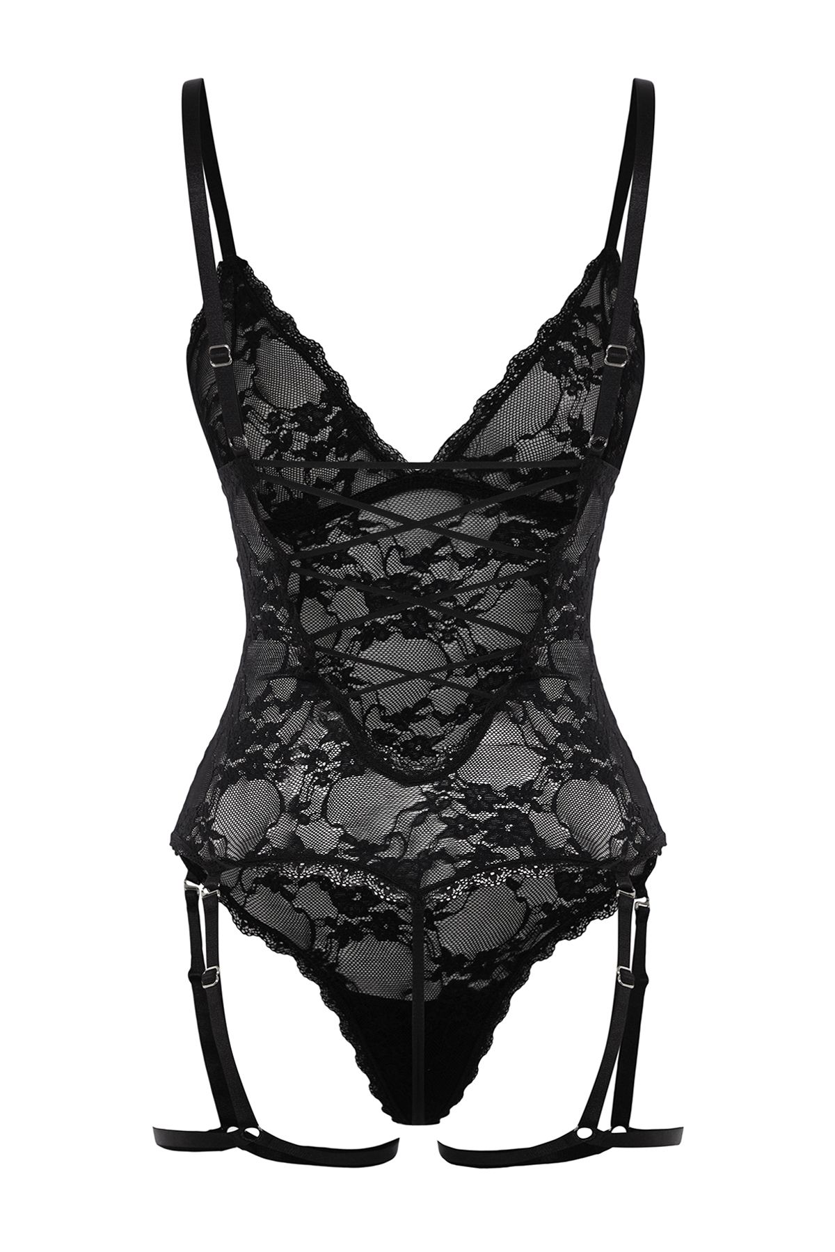 Trendyol Collection-Schwarzer Spitzen-Lanyard-Body mit abnehmbaren Hosenträgern THMAW25BD00002 9