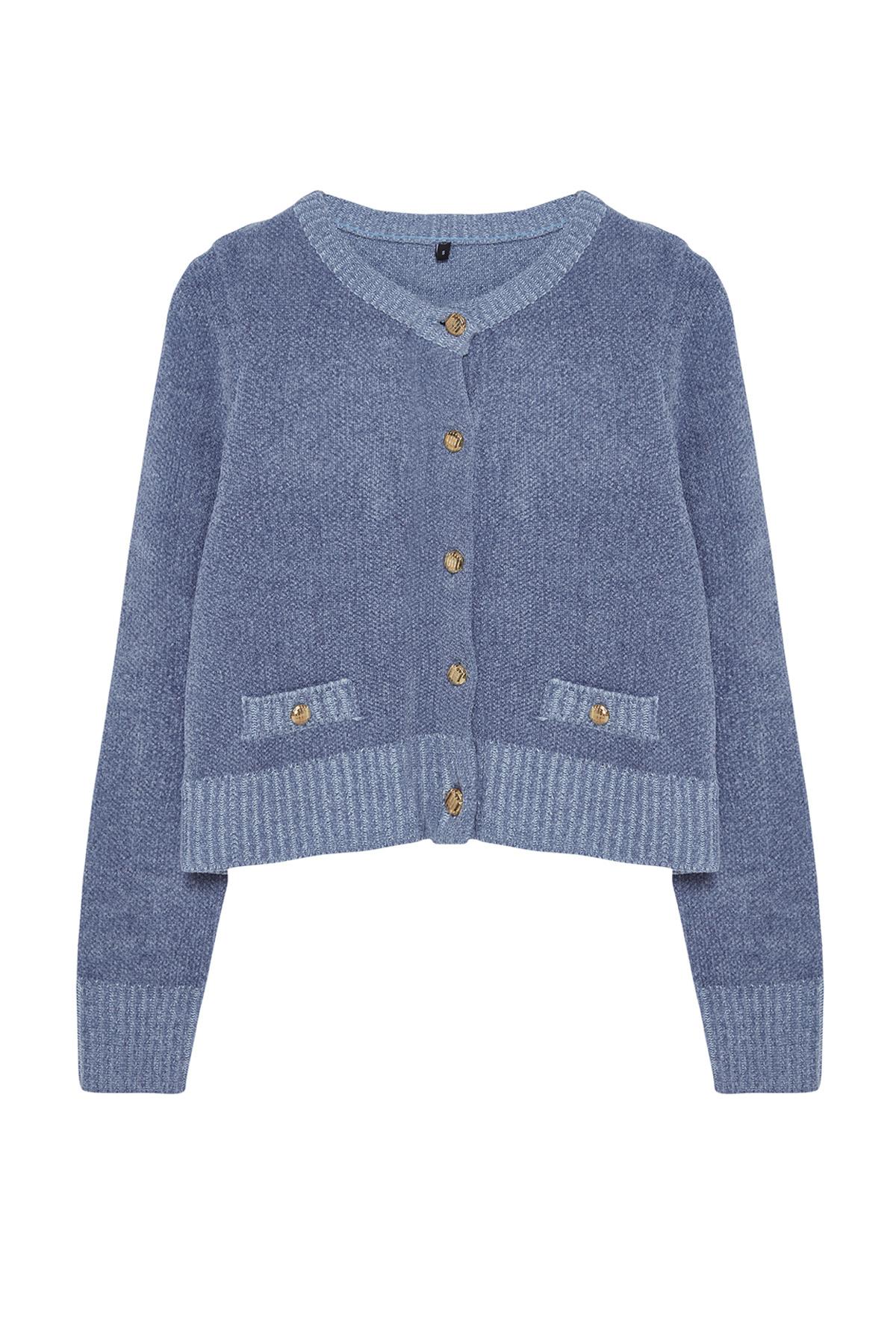 Trendyolmilla  Mavi Crop Premium İplik/Özel İplik Cep Detaylı Triko Hırka TWOAW24HI00051 - Görsel 6