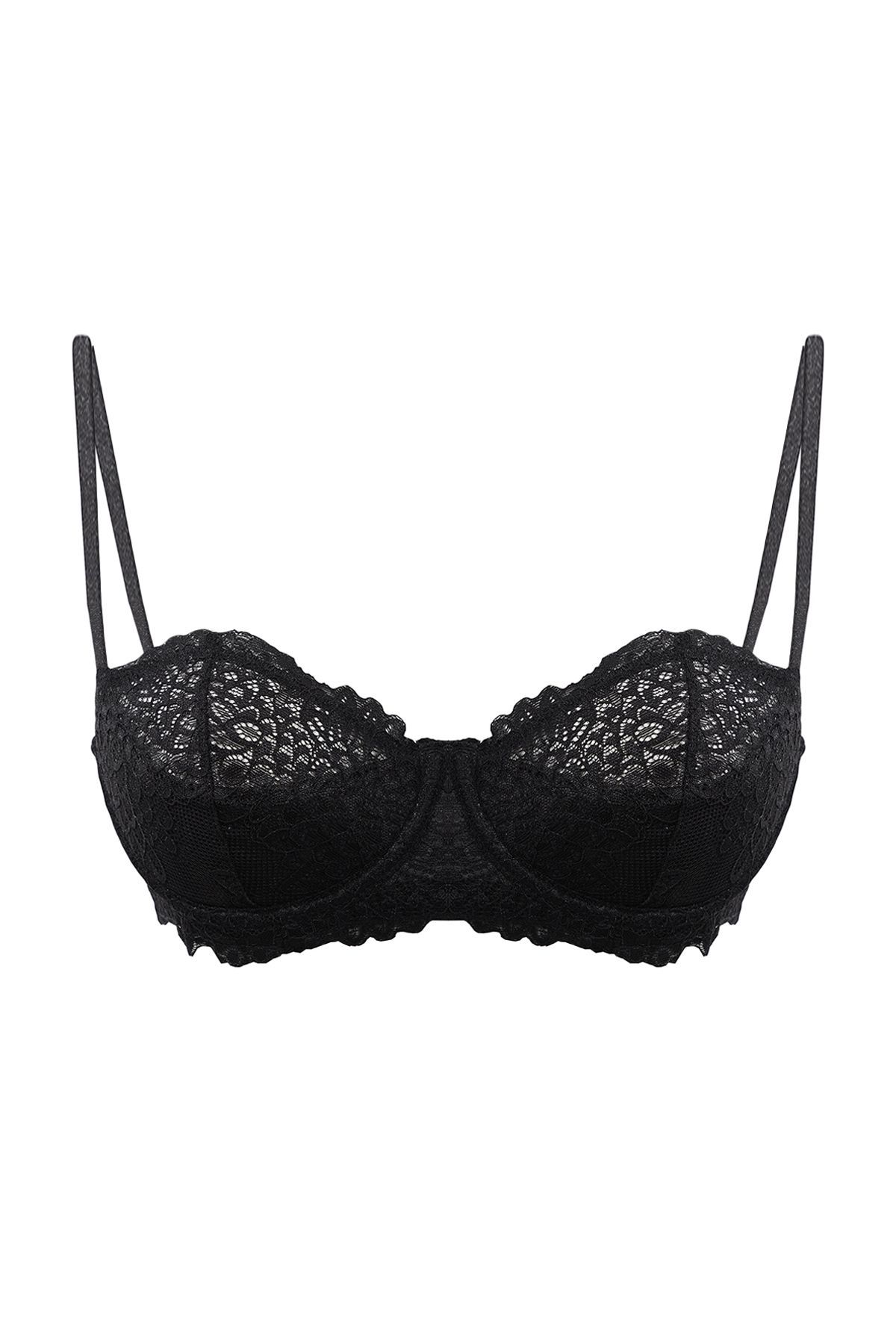 Trendyol Collection-Black Lace Openwork Covered Bra Without Padding and Underwire - Thmaw25Su00006 7