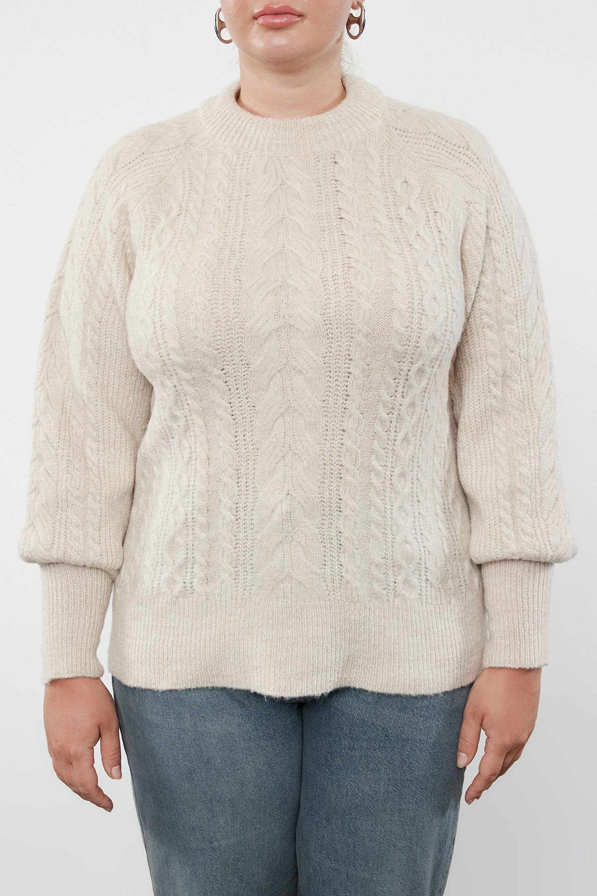 Trendyol Curve-Sweter z plecionej dzianiny o miękkiej teksturze i kamiennych włosach - TBBAW25AN00015 3