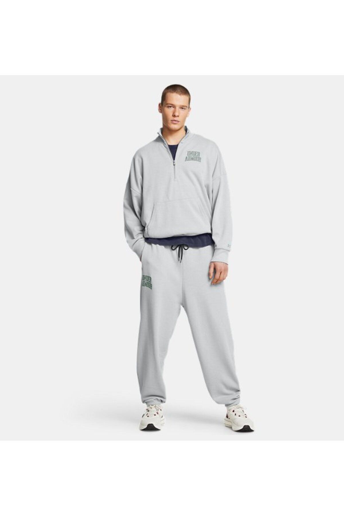 سویشرت ورزشی خاکستری مردانه نماد UA سنگین وزن 1 2 011 Under Armour