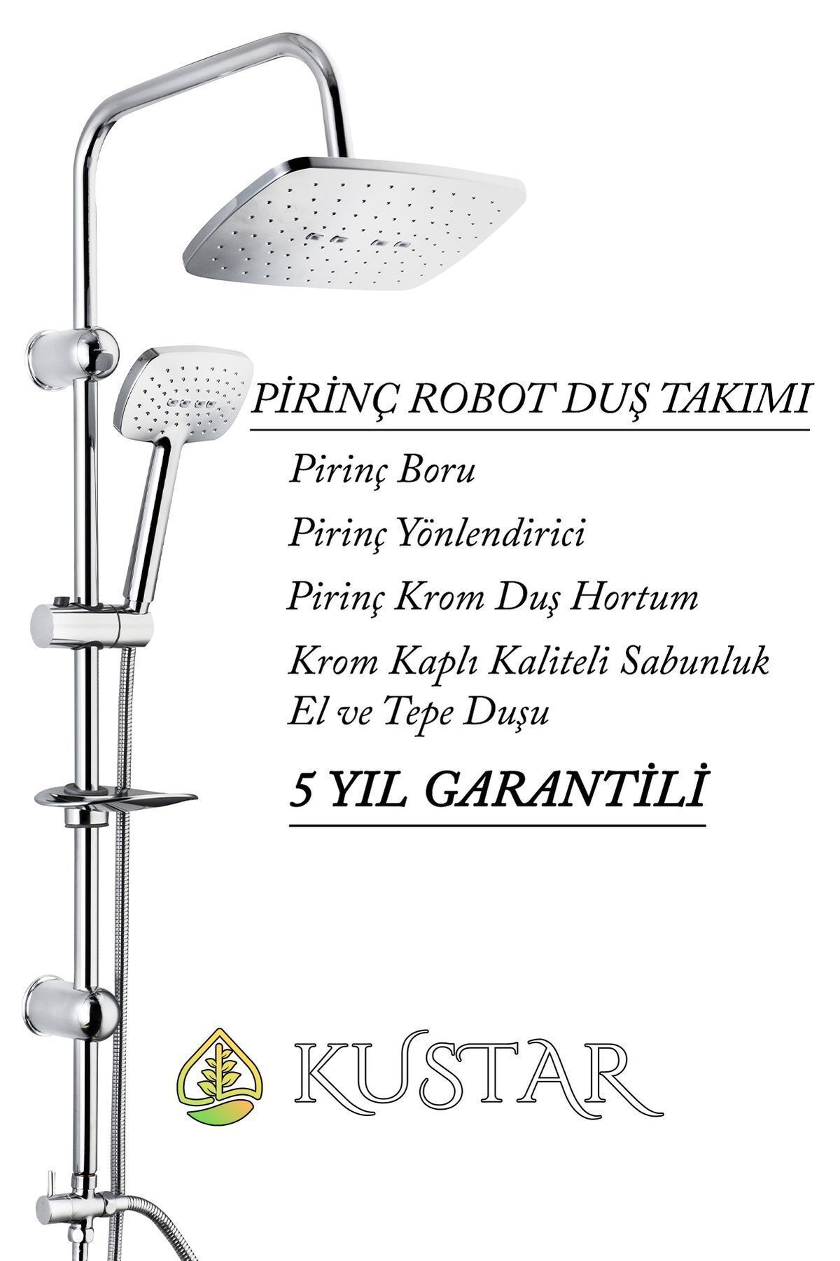 Kosova Krom Banyo Robot Duş Seti Yağmurlama Tepeleme Duş Sistemleri 5 Yıl Garanti %100 Pirinç