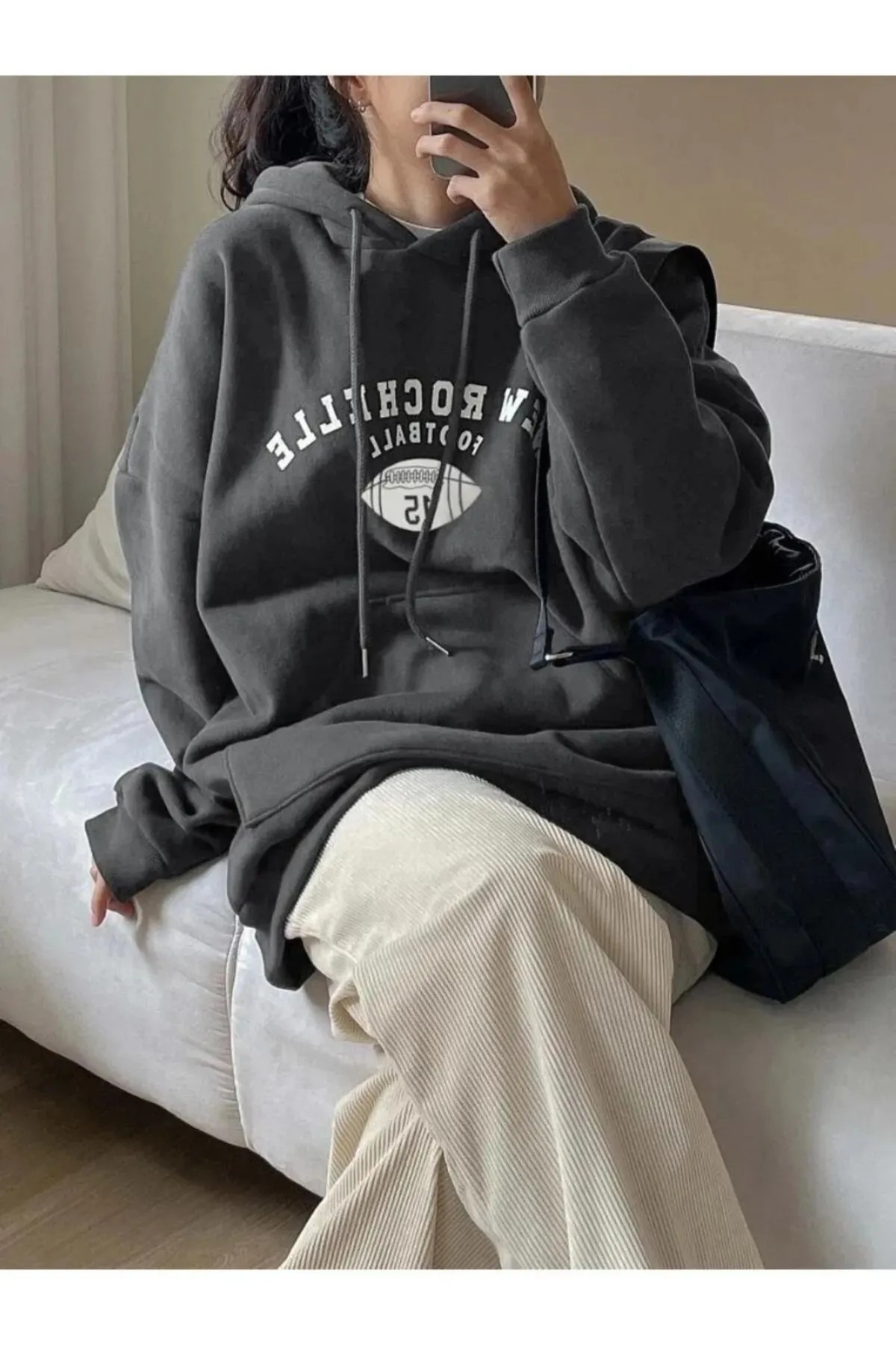 DAXİS Sportwear Company Unisex Büyük Beden Baskılı Kapüşonlu Sweatshirt görsel 4