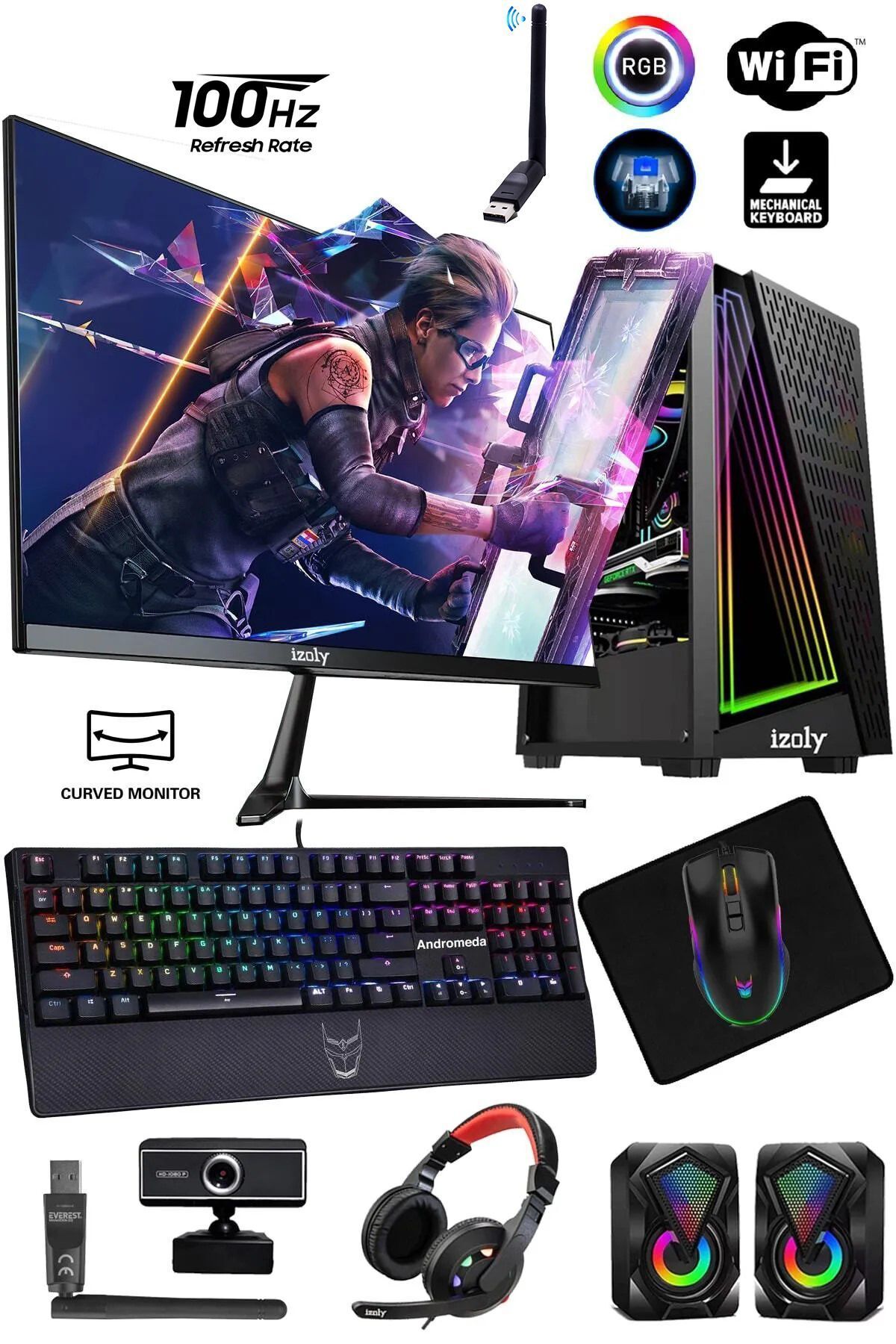 Nemesis I5-10400f 16gb 512gb M.2 Rx550 4gb 24" Oyuncu Masaüstü Bilgisayarı