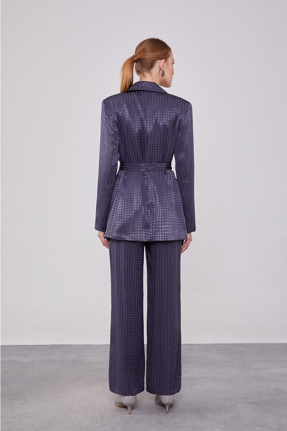 Levidor-Anthracite Houndstooth Pattern Jacquard Jacket Set 7