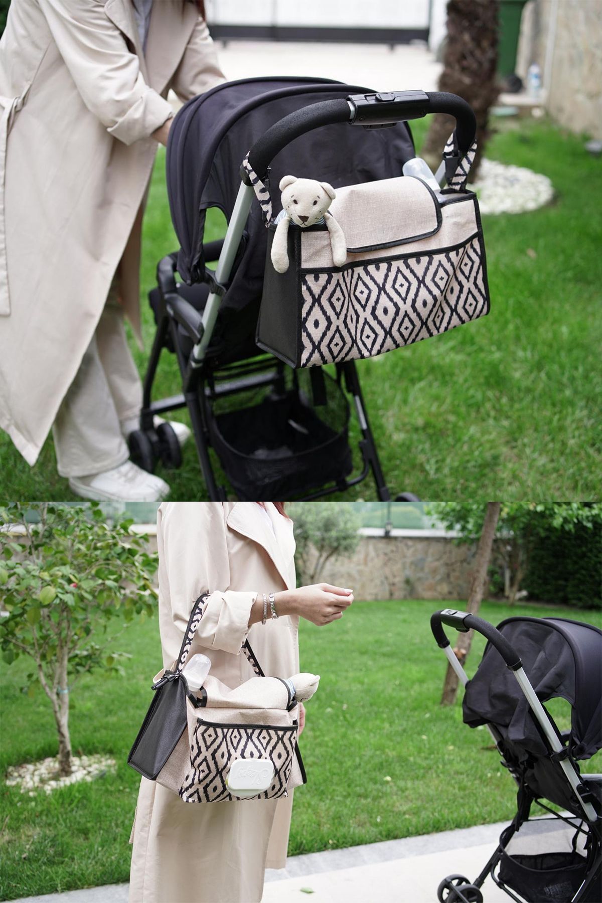 BYENS Anne Bebek Bakım Çantası Bebek Arabası Organizer Çantaları Puset Düzenleyici Çanta Stroller Bag fotoğrafı 5 (önizleme)