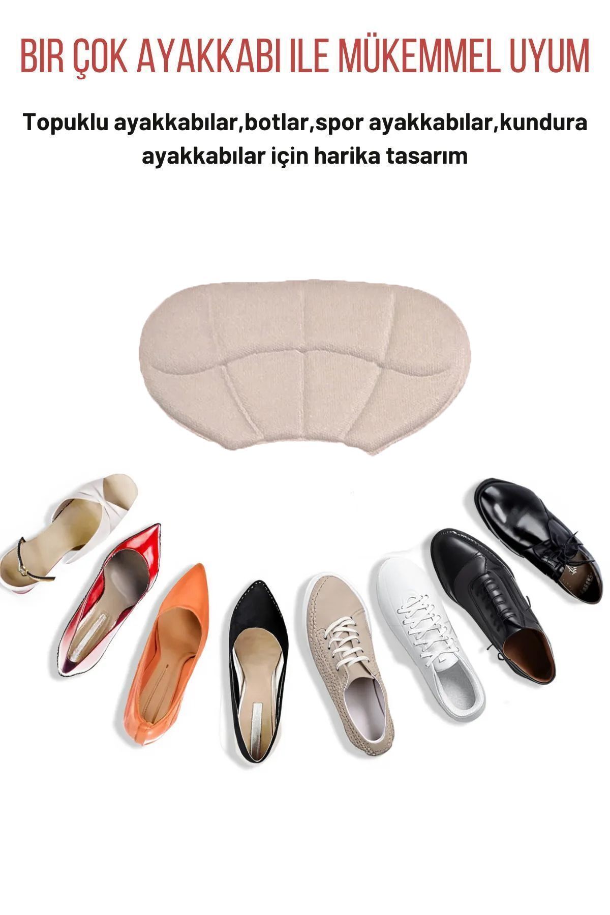 T40 Ayakkabı Topuk Vurma Önleyici Ve Daraltma Pedi Ayakkabı Topuk Koruyucu Aparat 2 Çift Bej 4