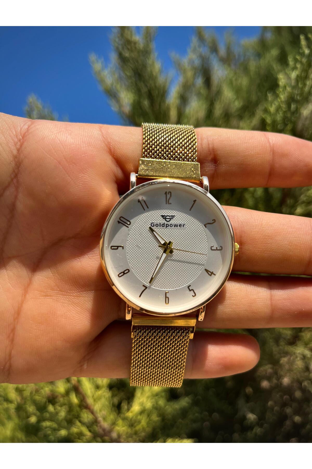 Goldpower Hasır Kordon Lüks Gold Renk Kadın Kol Saati Fiyatı