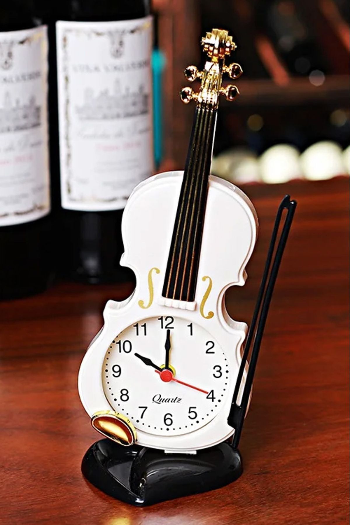 Genel Markalar Keman Görünümlü Dekoratif Masa Süsü Oda Süsü Biblo Beyaz 25x12cm (RGV-B44YN)