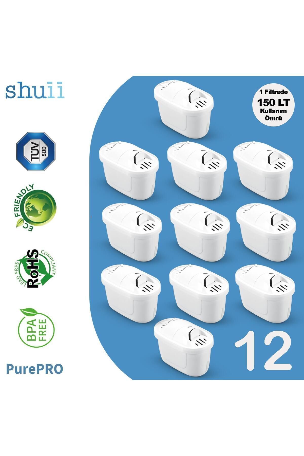 Shuii Purepro I Su Arıtma Sürahi Filtresi (12 Adet Filtre ) I Jugg Ve Brita Maxtra Pro Ile Uyumlu