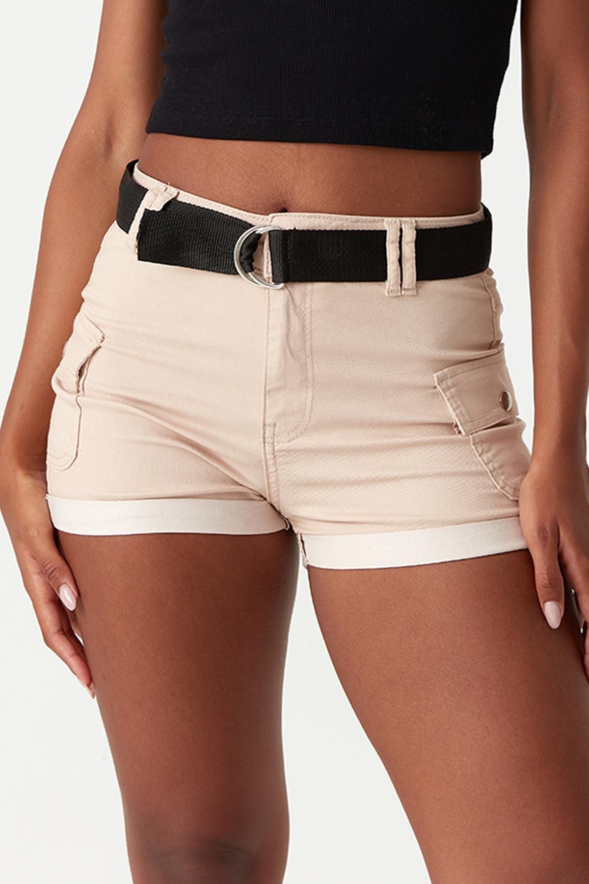 Select Moda-Women's Mink Belted Cargo Shorts 3