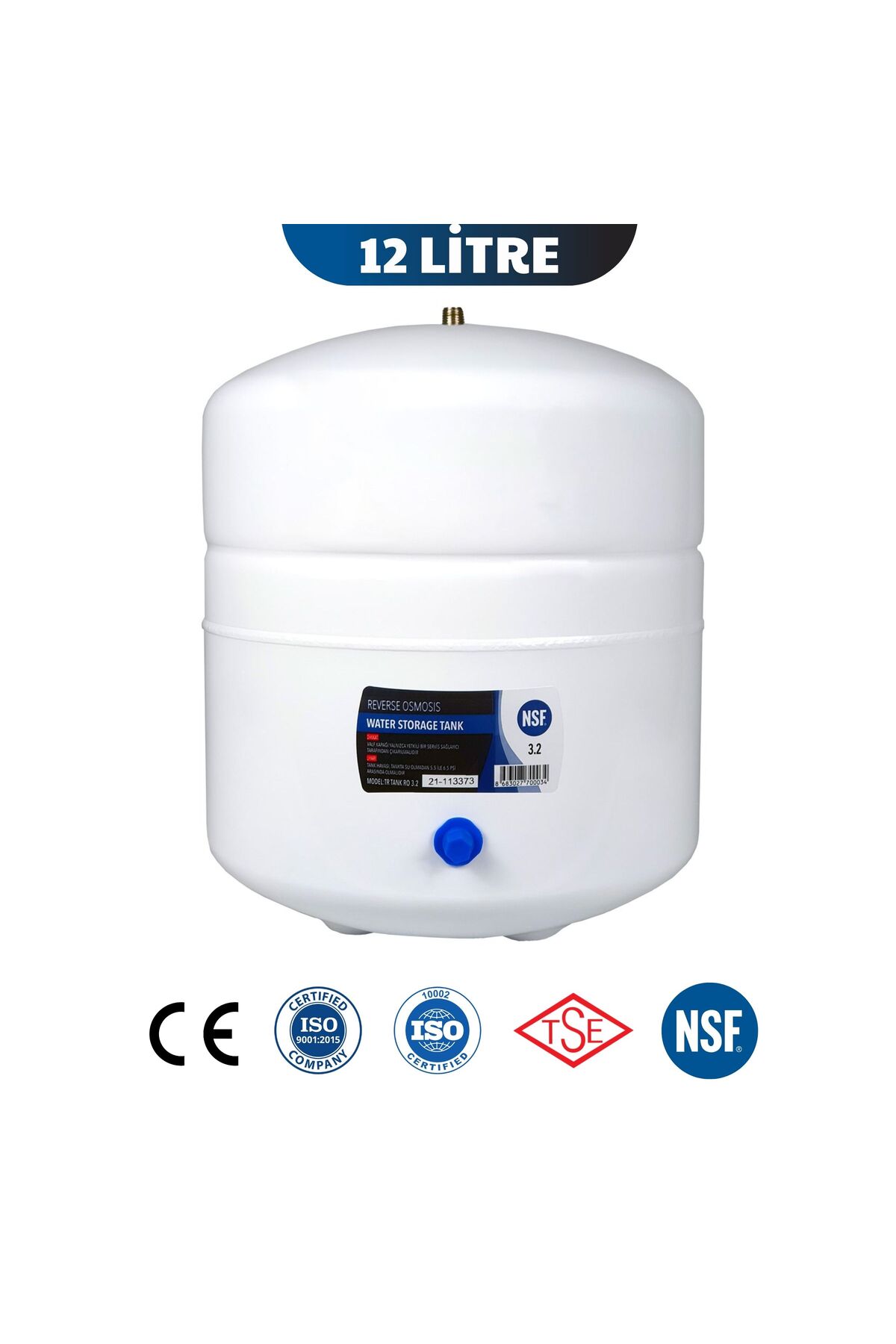 Evora 12 Litre Su Arıtma Cihazı Tankı 3.2 Galon Çelik Tank Plus Model