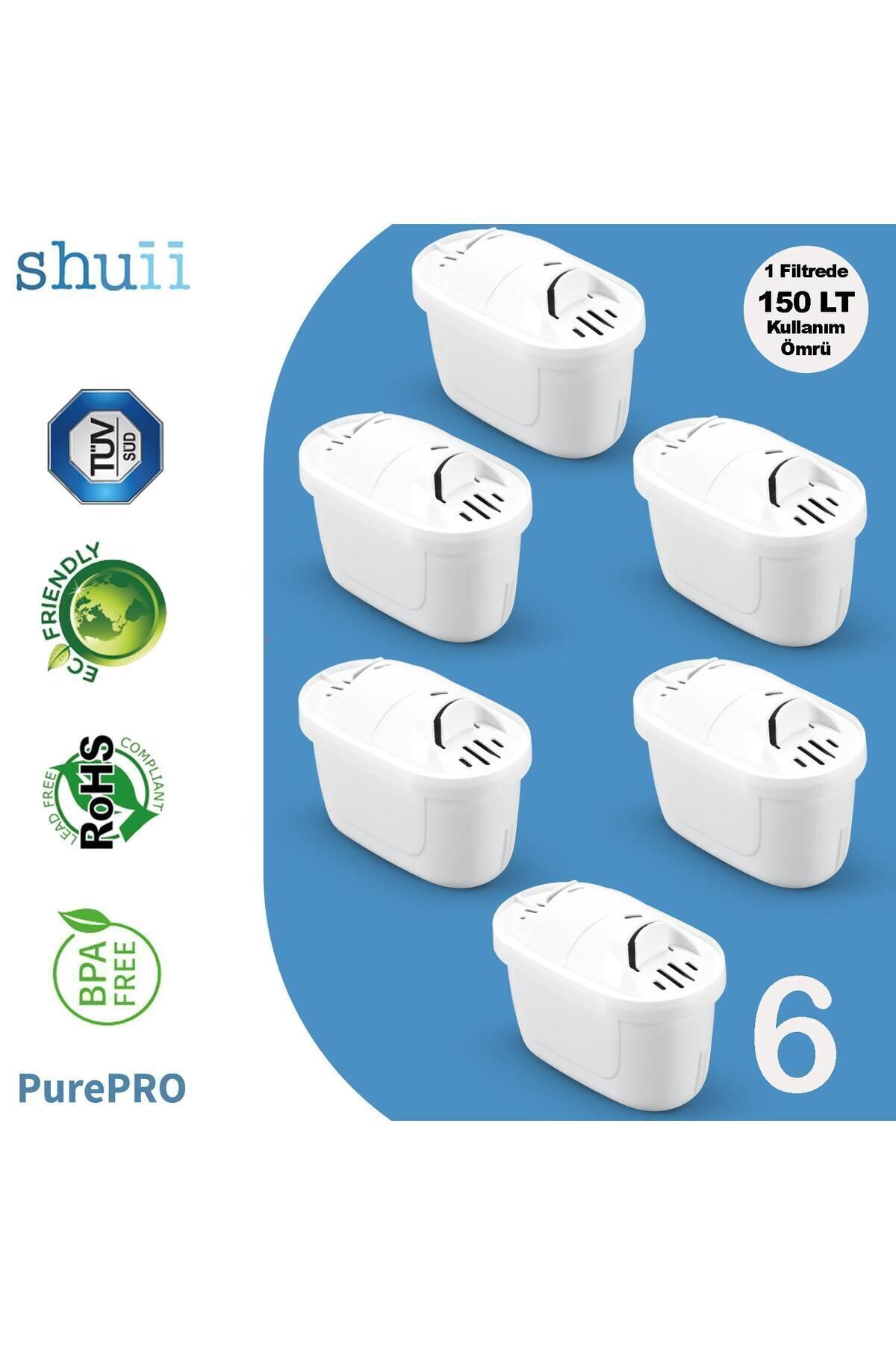 Shuii Purepro I Su Arıtma Sürahi Filtresi (6 Adet Filtre ) I Jugg Ve Brita Maxtra Pro Ile Uyumlu