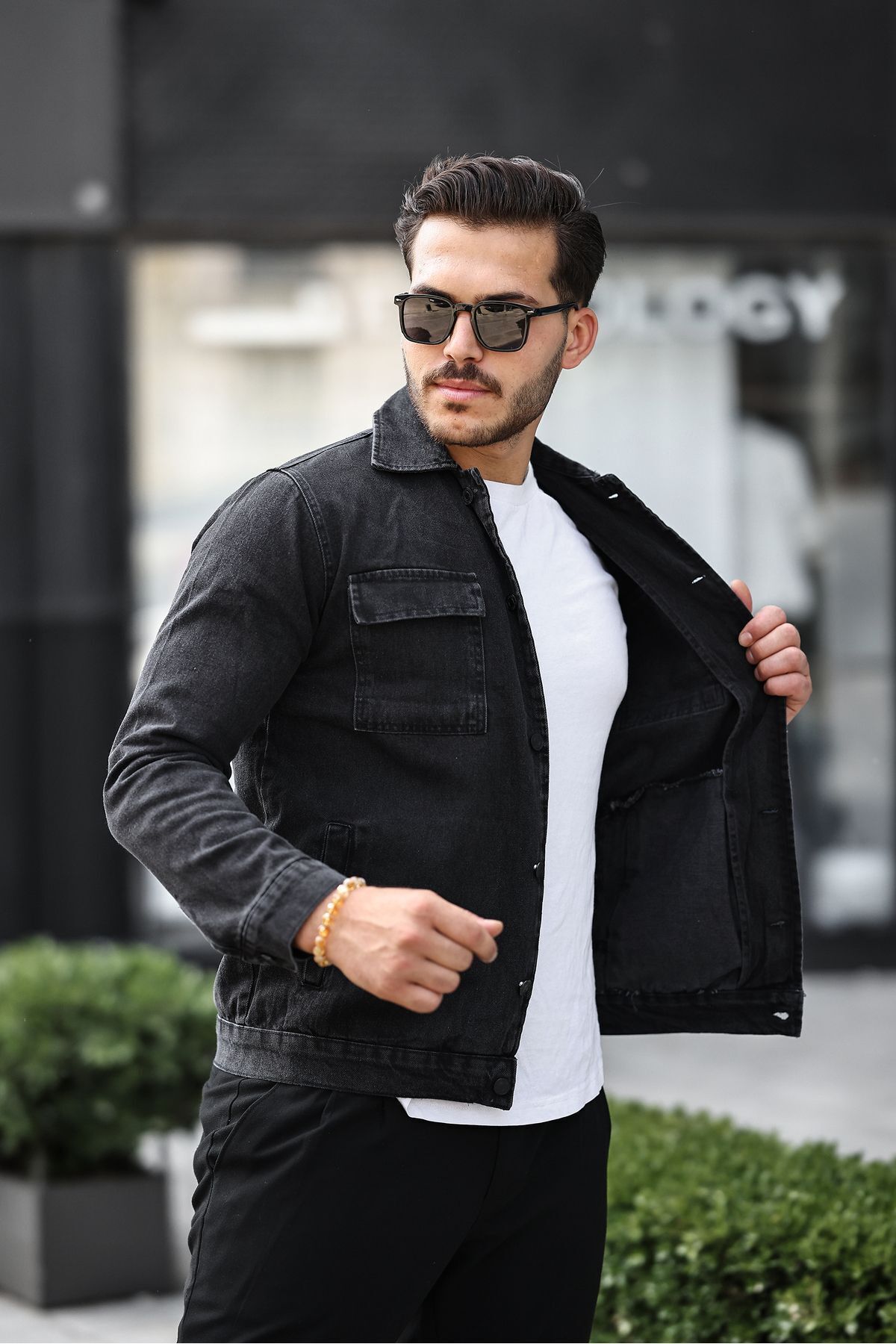 GOOD FASHION-Men's Black Jean Jacket - Relaxed Fit 2