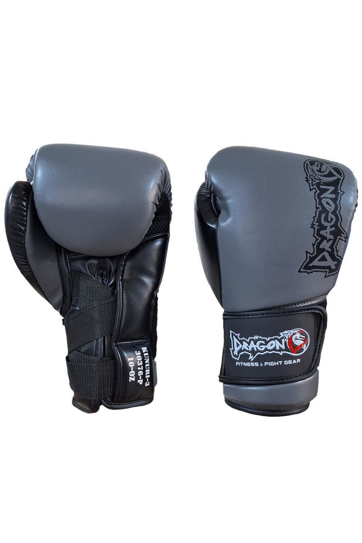 دستکش بوکس خاکستری مردانه و زنانه Kunuri Boxing Kickbox Muaythai Training Dragon Bandaja 2 Set Dragondo