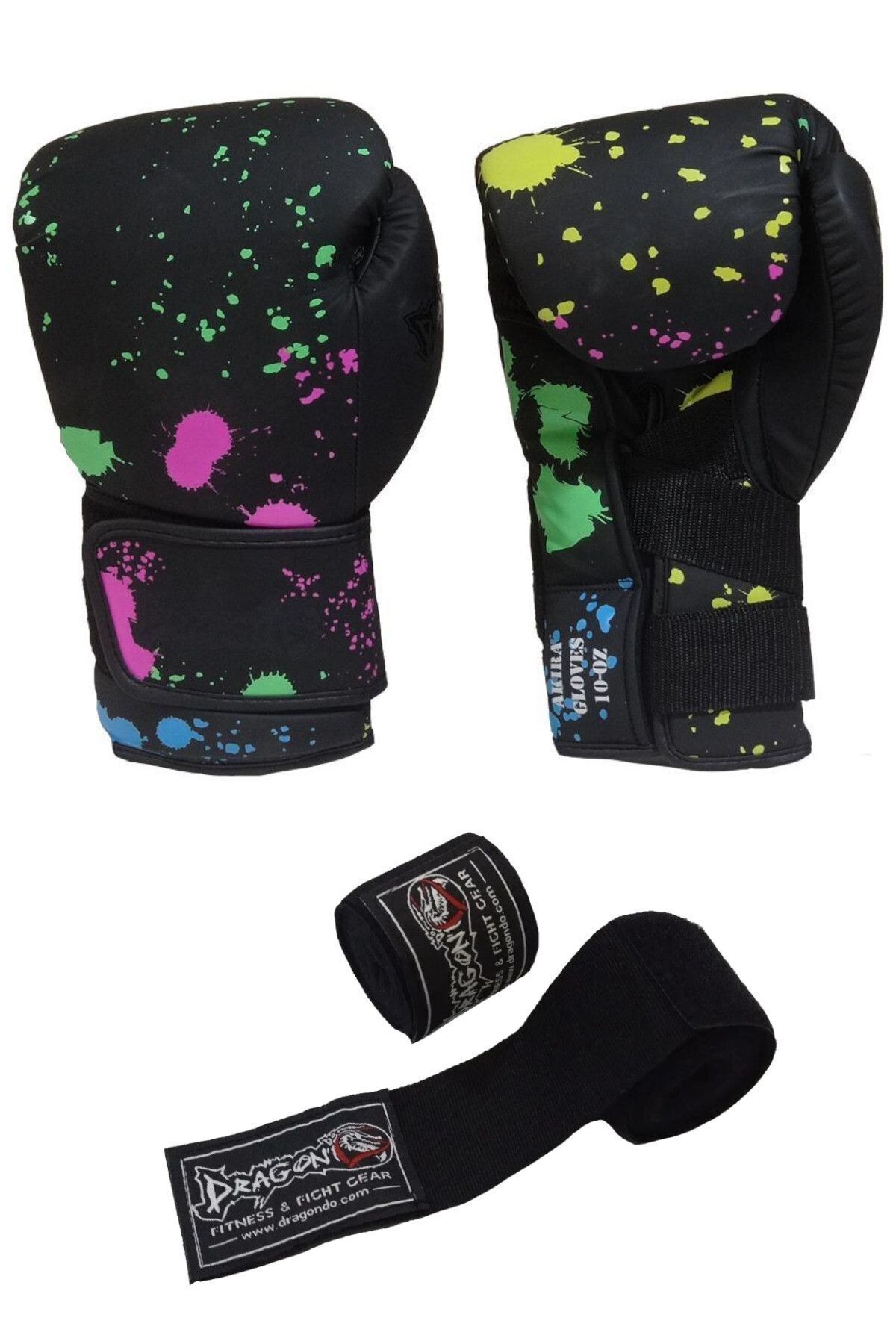 Dragondo Akira Boks Kickboks MuayThai Müsabaka Antreman dragon boks eldiveni ve Bandaj 2'li Set