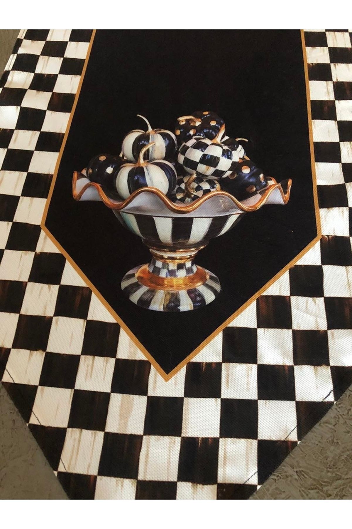 HAZE DESİGN LAB-Checkers Patterned Runner Model-3 (ΜΕ ΠΕΤΣΑΝΤΑ) 4
