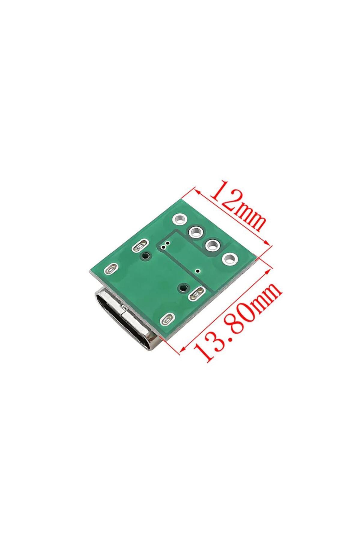 USB Type-C 3.1 Konnektörü 4 Pin Dişi Açılı DIP Çevirici Jack PCB USB Şarj Soketi Dip DIY 4