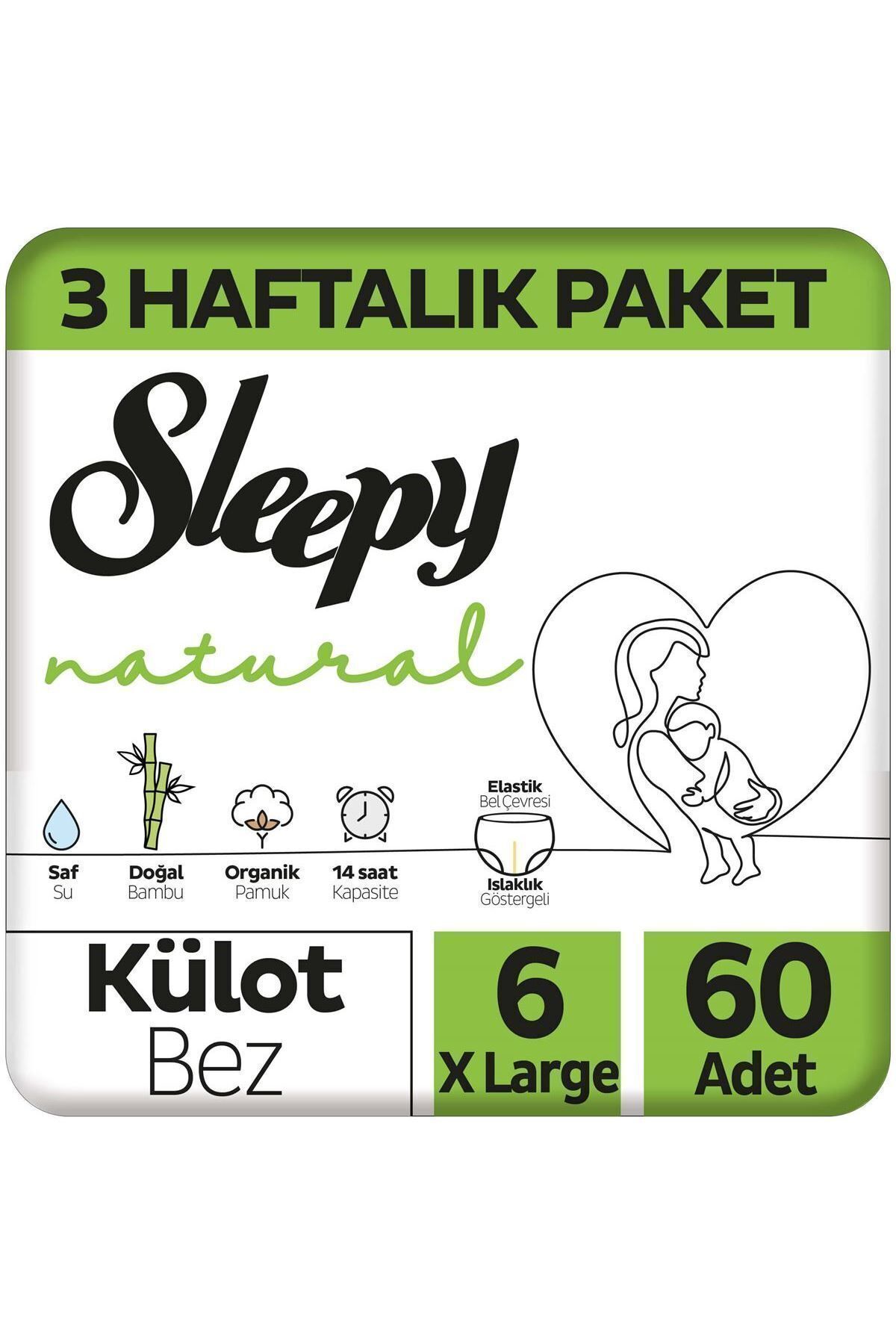 Sleepy Natural 3 Haftalık Paket Külot Bez 6 Numara Xlarge 60 Adet