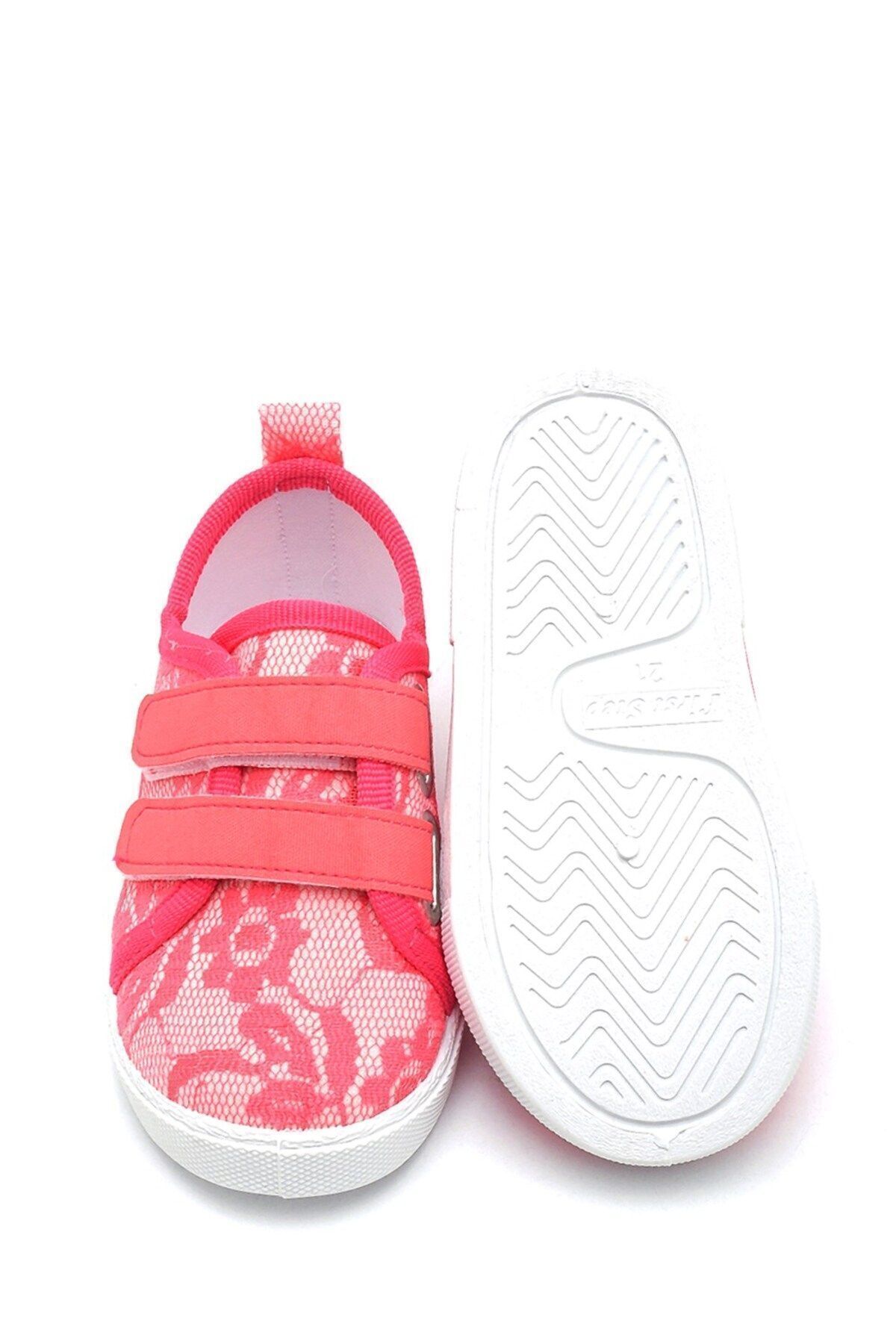 First Step-حذاء رياضي كتان وشريط فيلكرو مزدوج للأطفال-فوشيا-f-4005 5