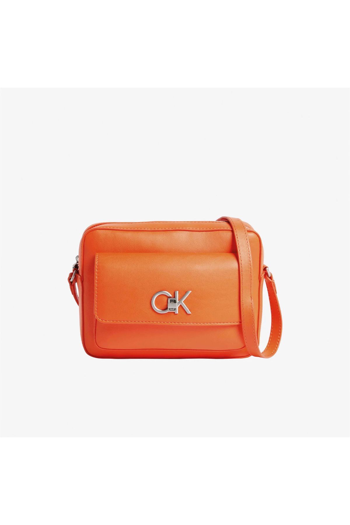 Calvin Klein Orange Leather Zippered Shoulder Bag Daily Use with Brand Logo K60K 611083 SA3 Trendyol