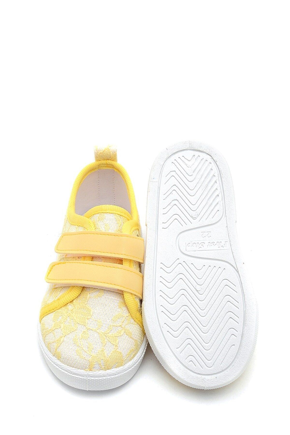 First Step-Double Velcro Lace Linen Sports Kids Shoes-yellow-f-4005 5