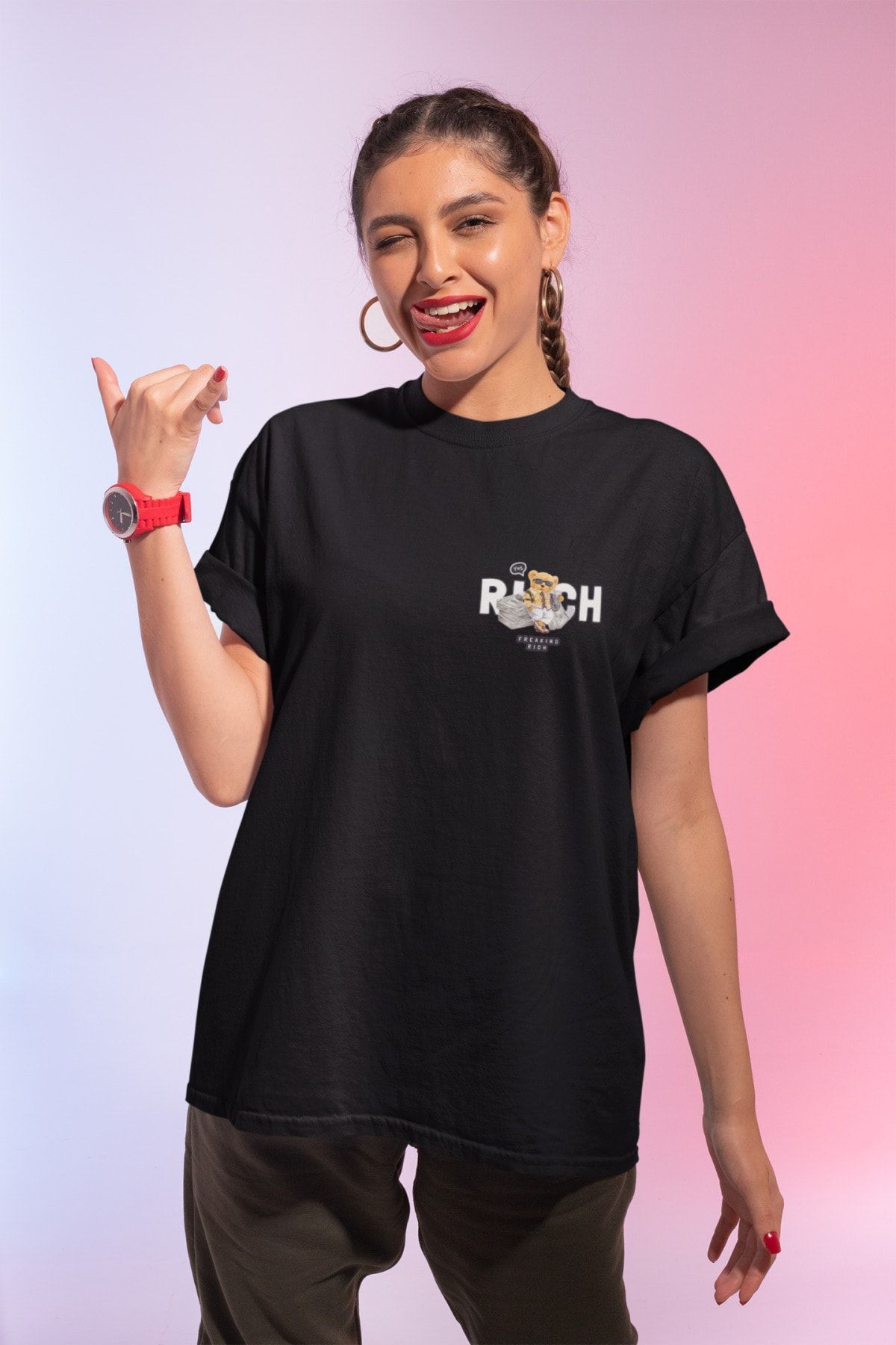 Pasage-Μαύρο μπλουζάκι με στάμπα Oversize 3