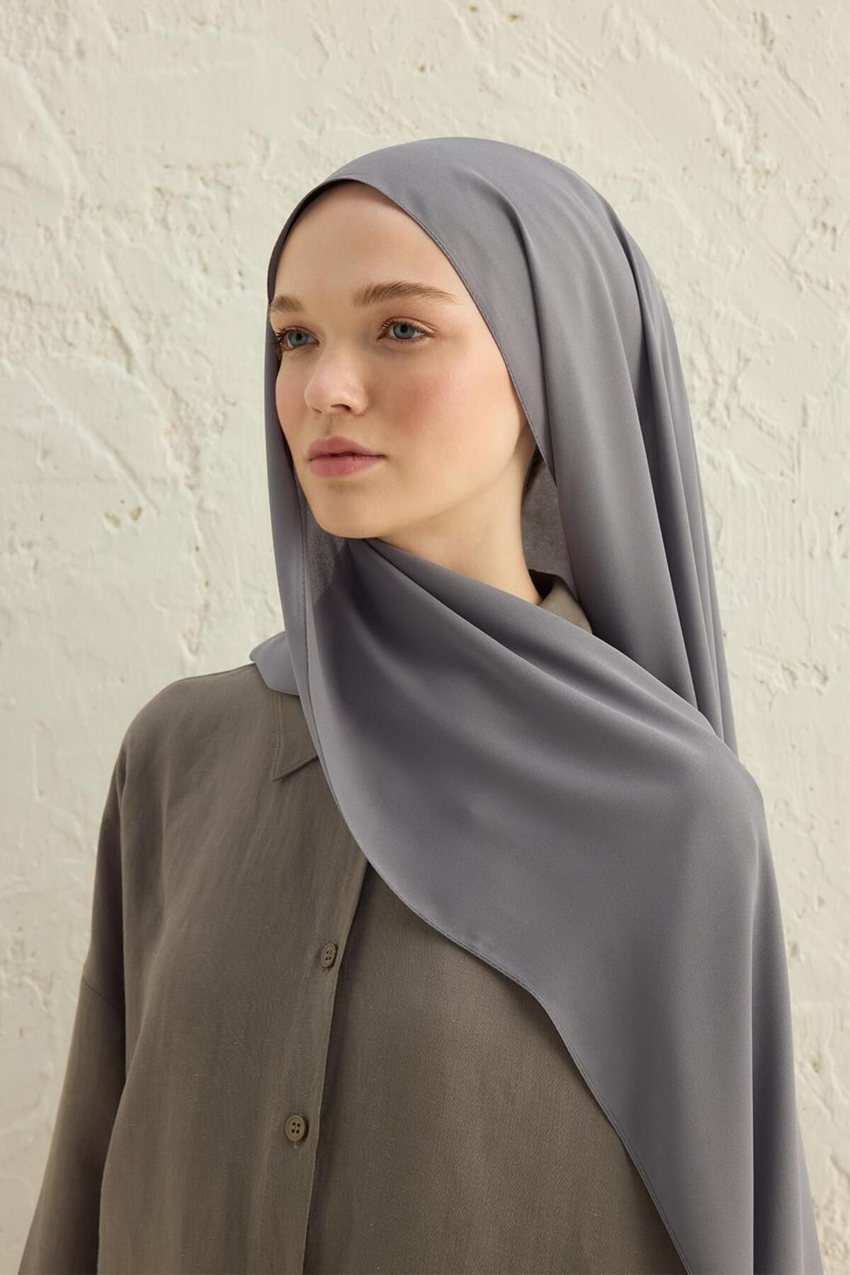 Qef-Gray Crepe Shawl - Daily Use 5