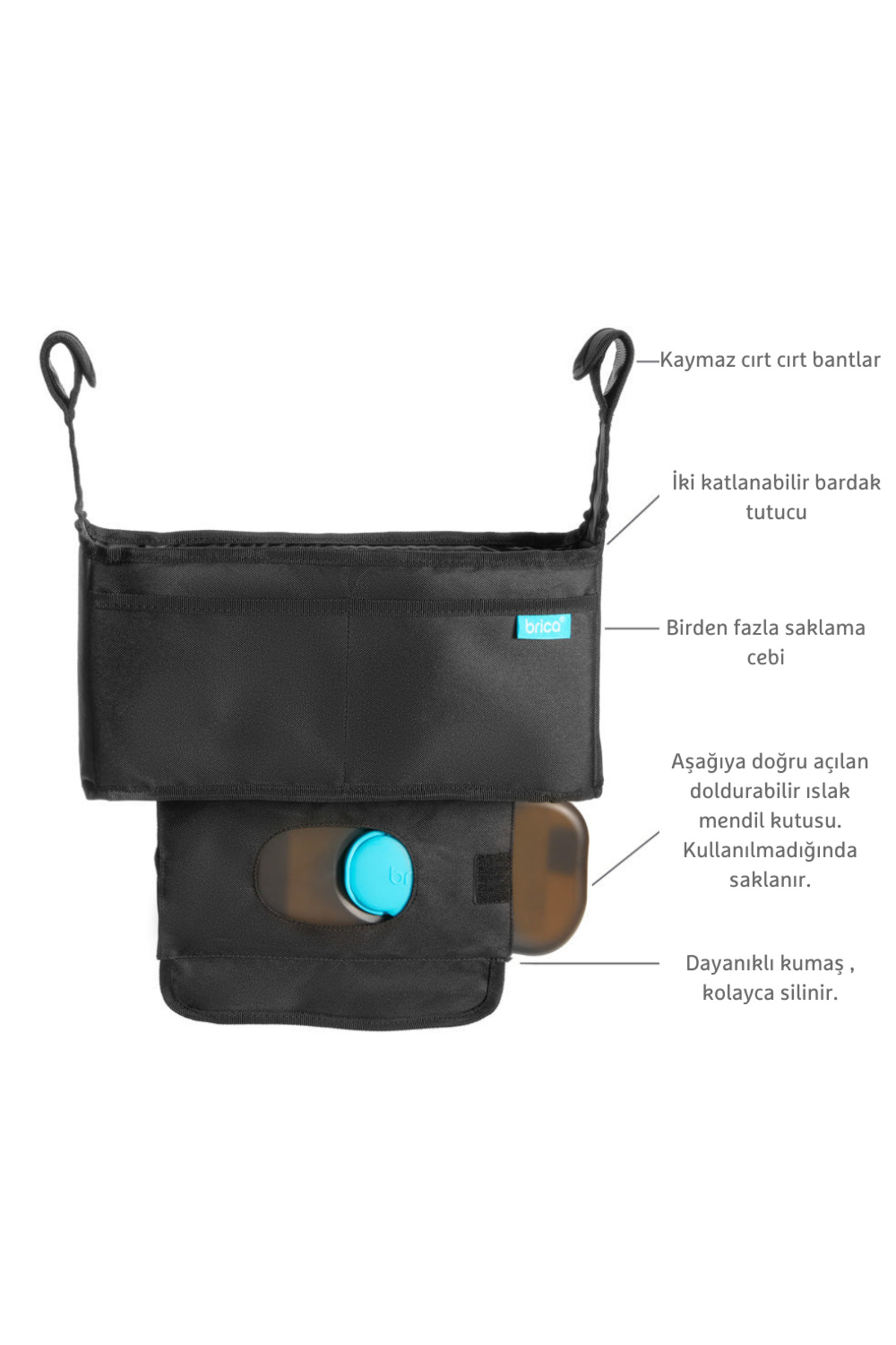 Munchkin Brica Bebek Arabası Organizer&Düzenleyici|Bebek Arabası Aksesuarı|Çok Bölmeli Çanta