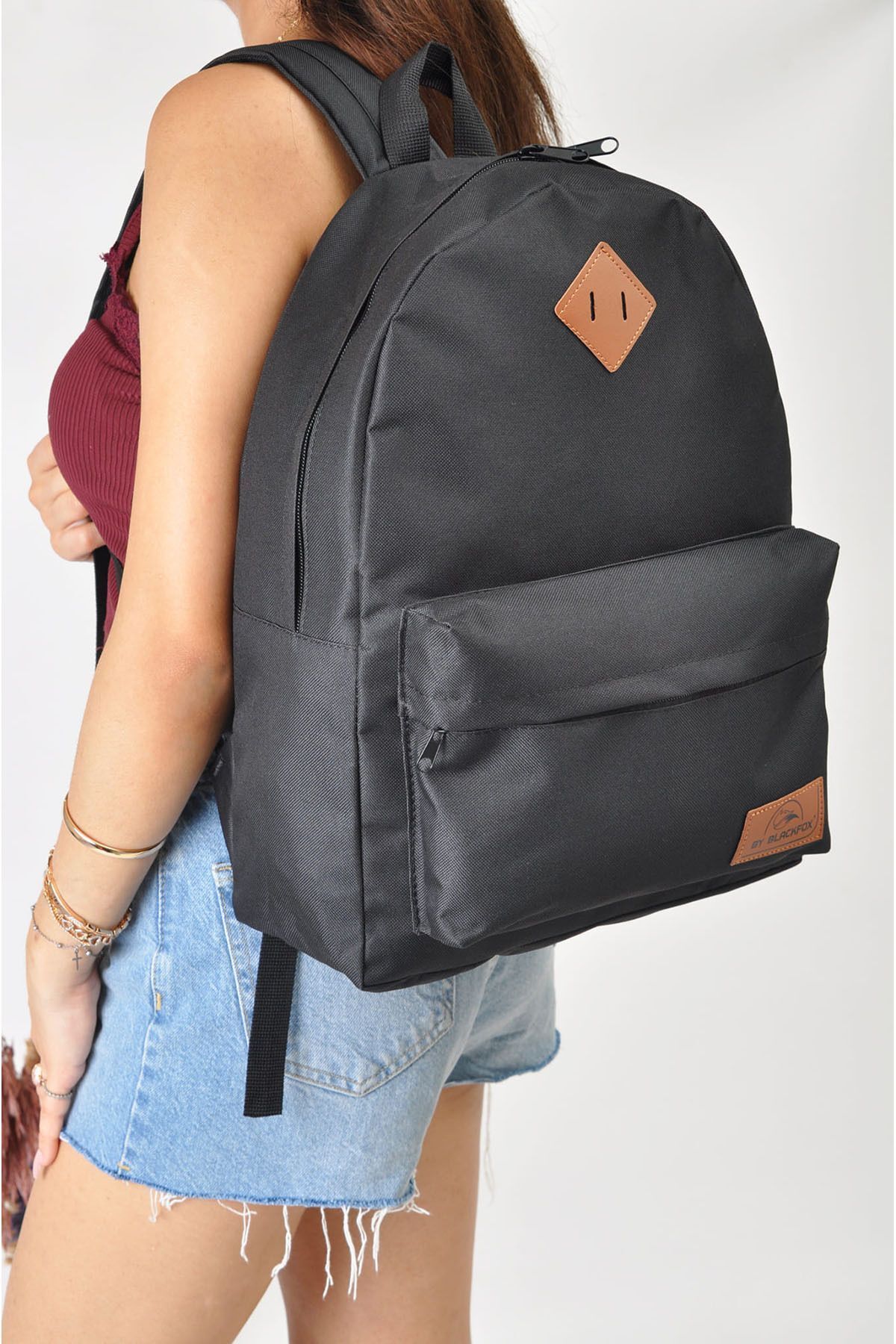 AGOÇANTA-Black Unisex Backpack and School Bag 1