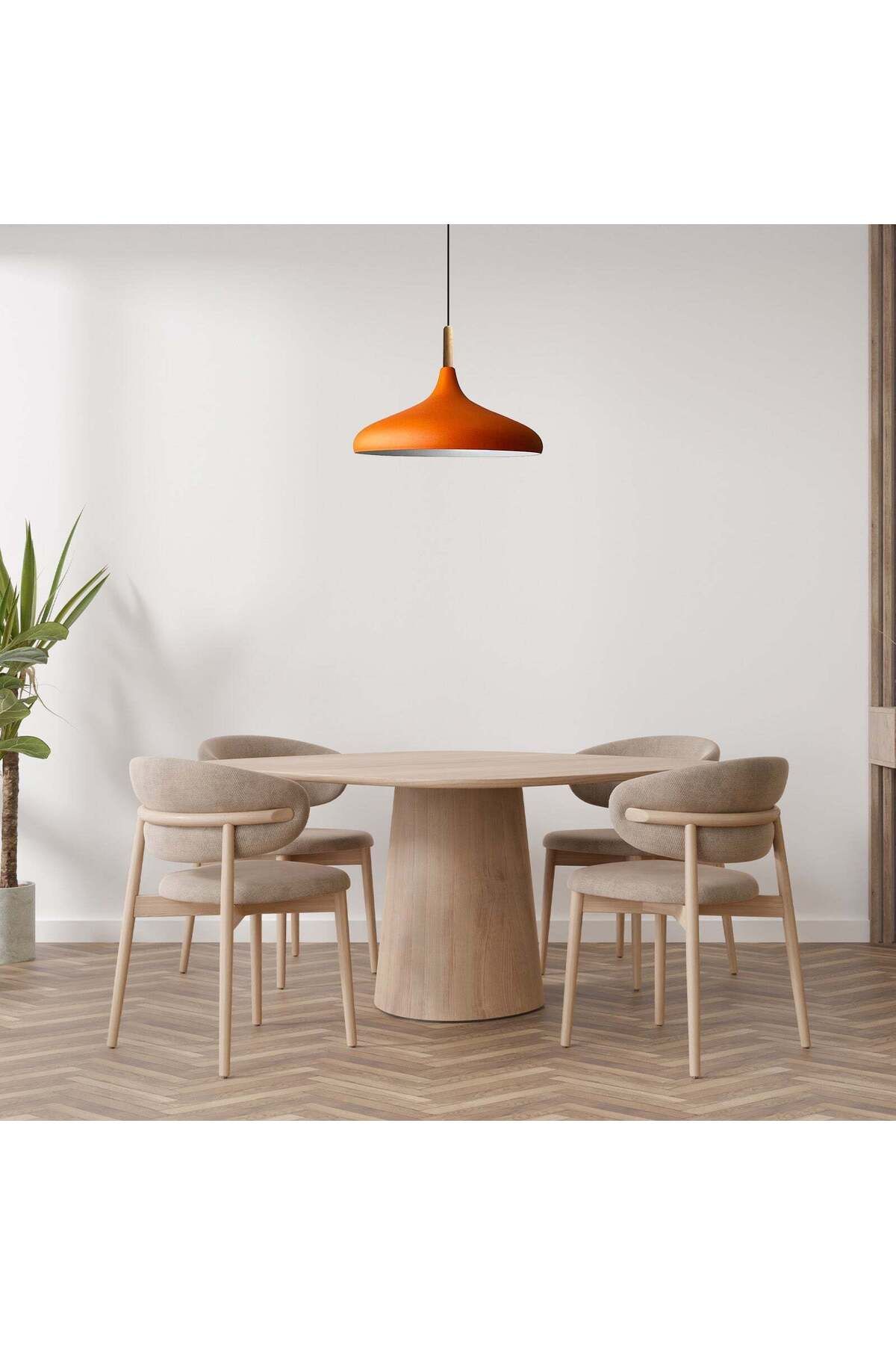 Bamyum-Champion Pendelleuchte, aus Holz und Metall 35 cm, Orange Lampe 3