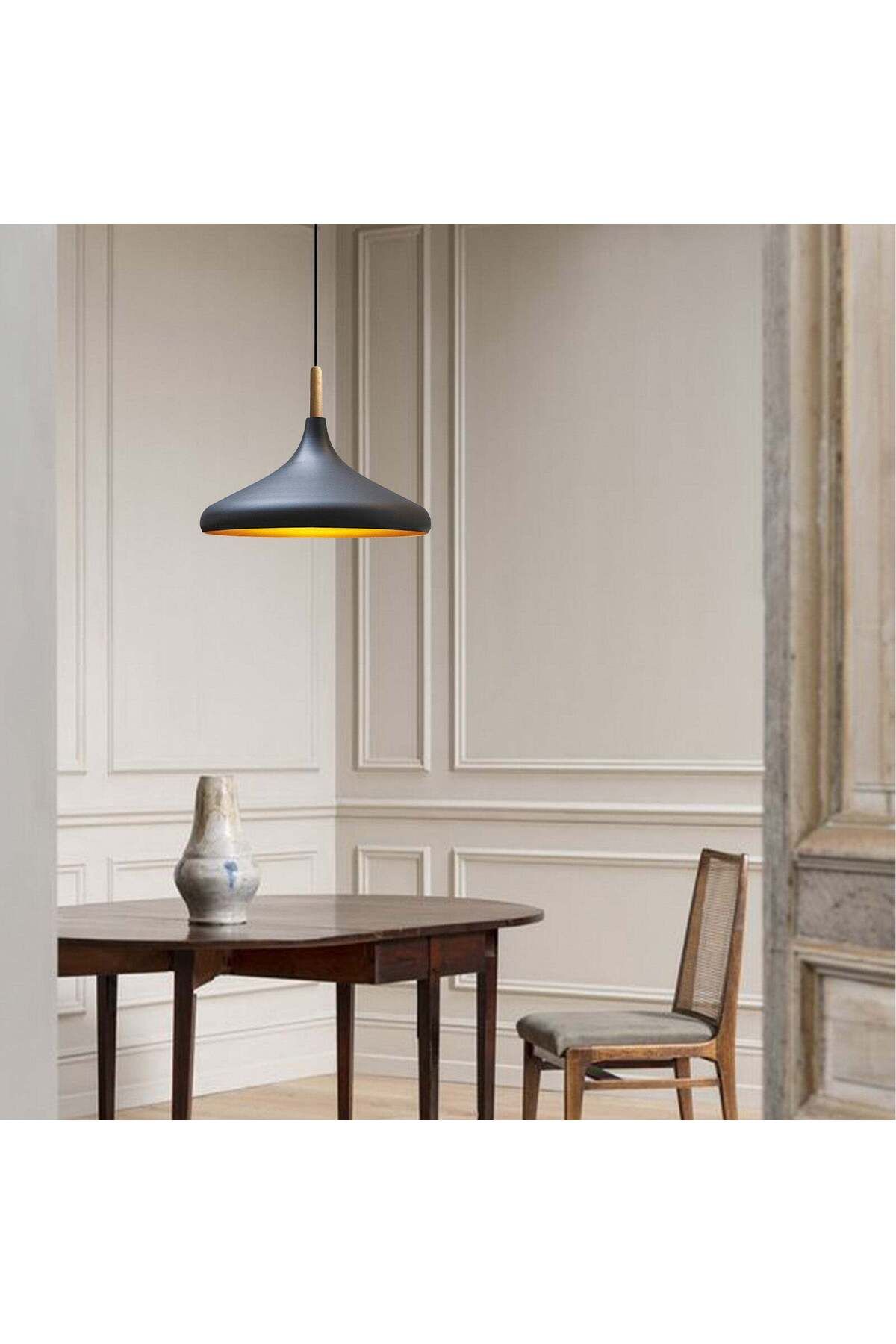 Bamyum-Champion Pendelleuchte, aus Holz und Metall 35 cm, Schwarz Lampe 3