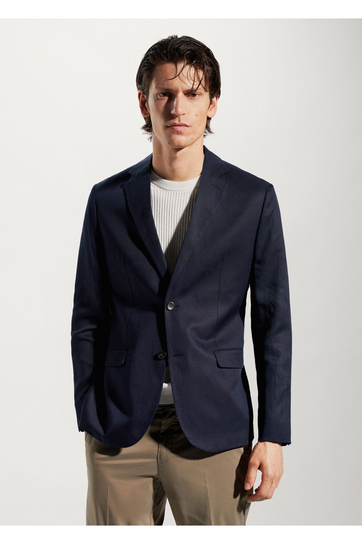MANGO-Pánska námornícka modrá bunda Blazer -57140547 9