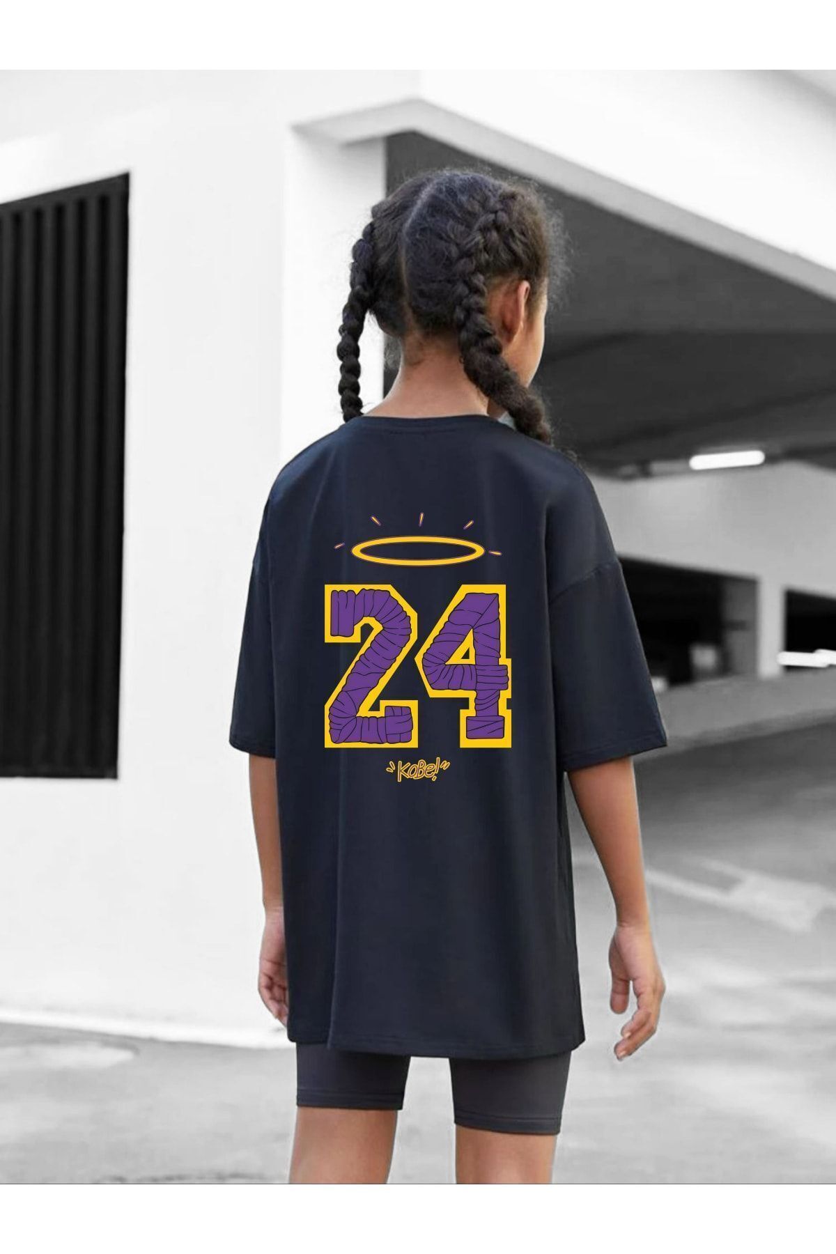 VASK Çocuk Oversize Unisex 24 Sayı Baskılı Pamuklu Bisiklet Yaka Tişört fotoğrafı 2 (önizleme)