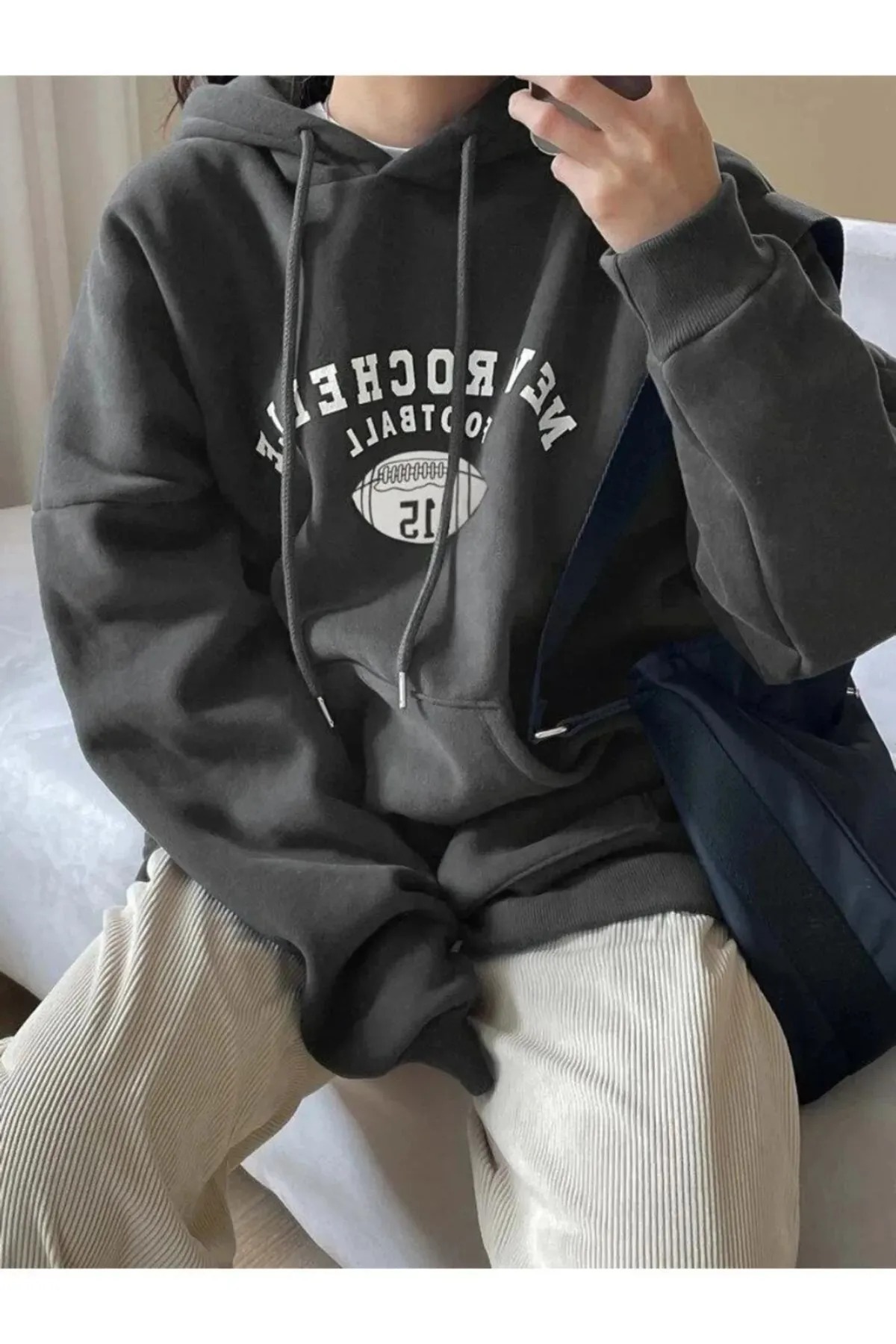 DAXİS Sportwear Company Unisex Büyük Beden Baskılı Kapüşonlu Sweatshirt görsel 3