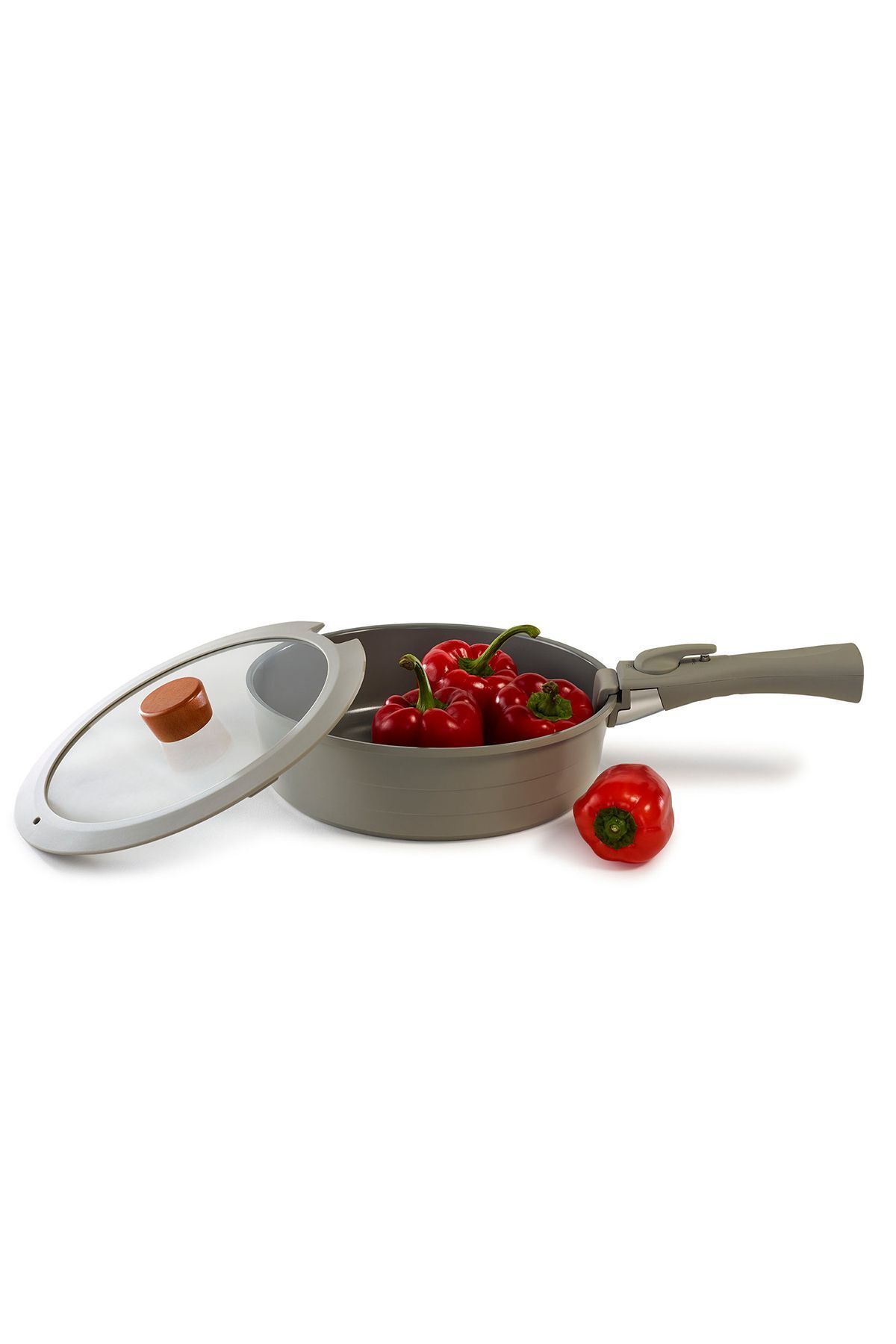 NEOFLAM-Midas Gray 15 Piece Nesting Induction Pot and Pan Set with Detachable Handle 6