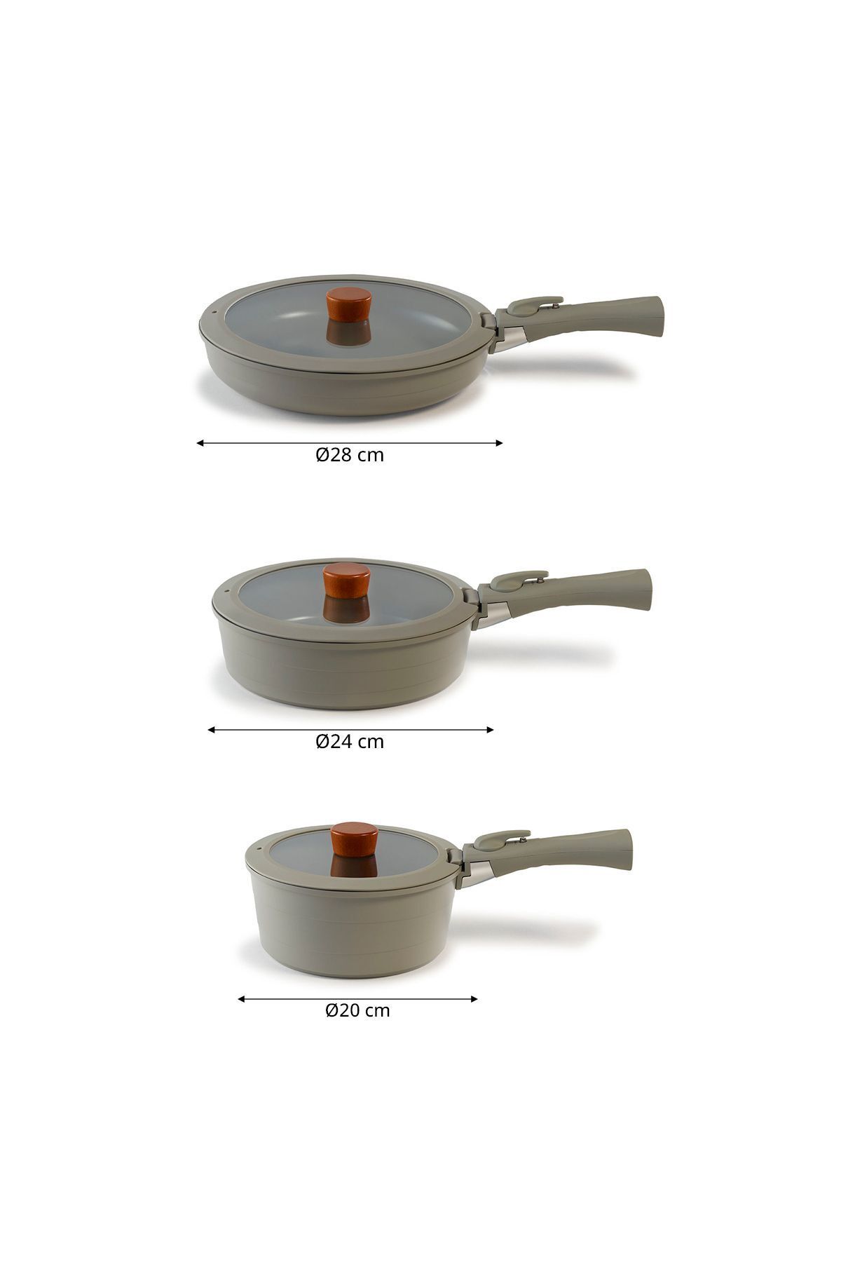 NEOFLAM-Midas Gray 15 Piece Nesting Induction Pot and Pan Set with Detachable Handle 2