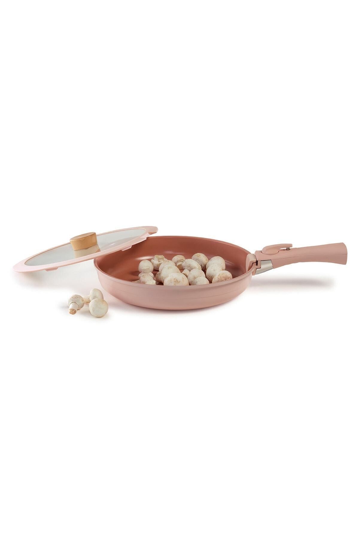 NEOFLAM-Midas Pink ( 9 6 ) 15 Piece Interlocking Pots and Pans Set with Detachable Handle 6