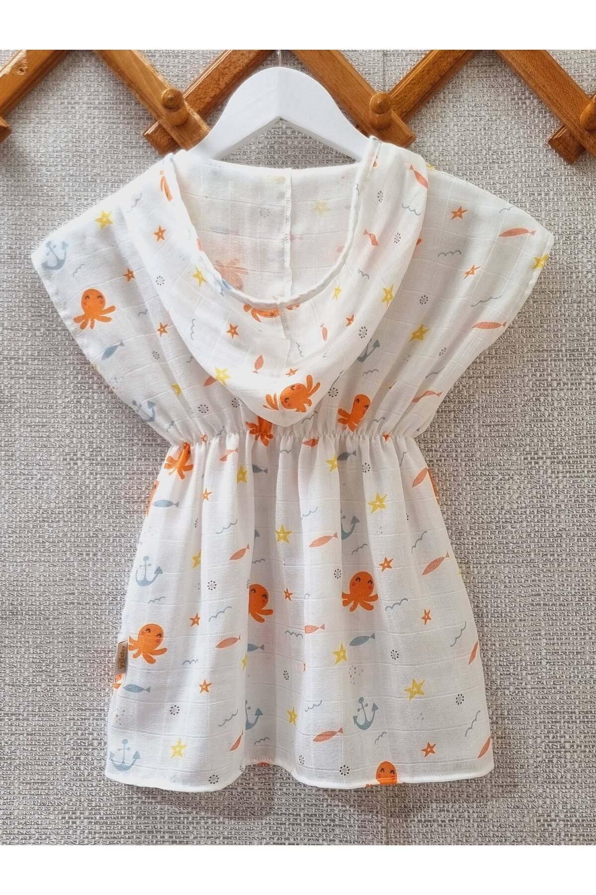 Yada Baby %100 Pamuktan Müslin Kapüşonlu Çocuk & Bebek Panço Bornoz fotoğrafı 5 (önizleme)