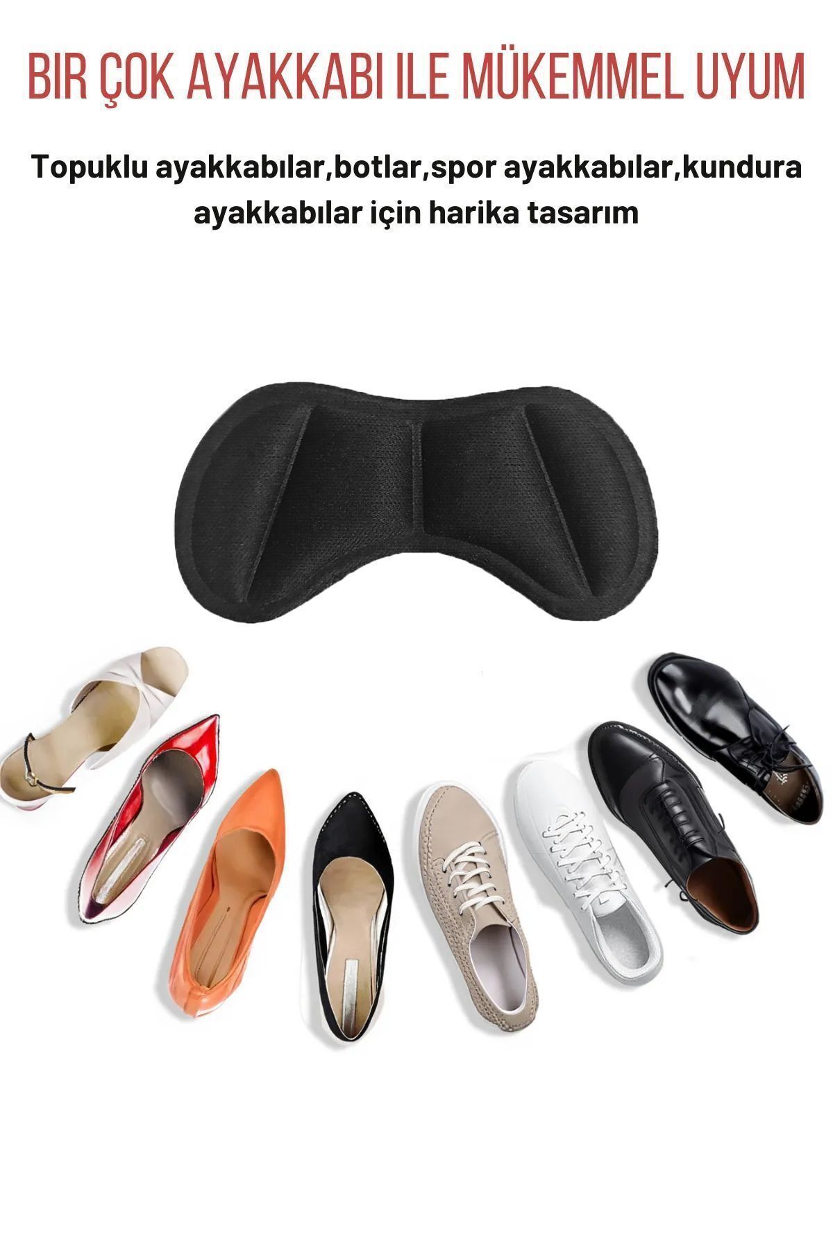 T30 Ayakkabı Topuk Vurma Önleyici Ve Daraltma Pedi Ayakkabı Topuk Koruyucu Aparat 2 Çift Siyah 4