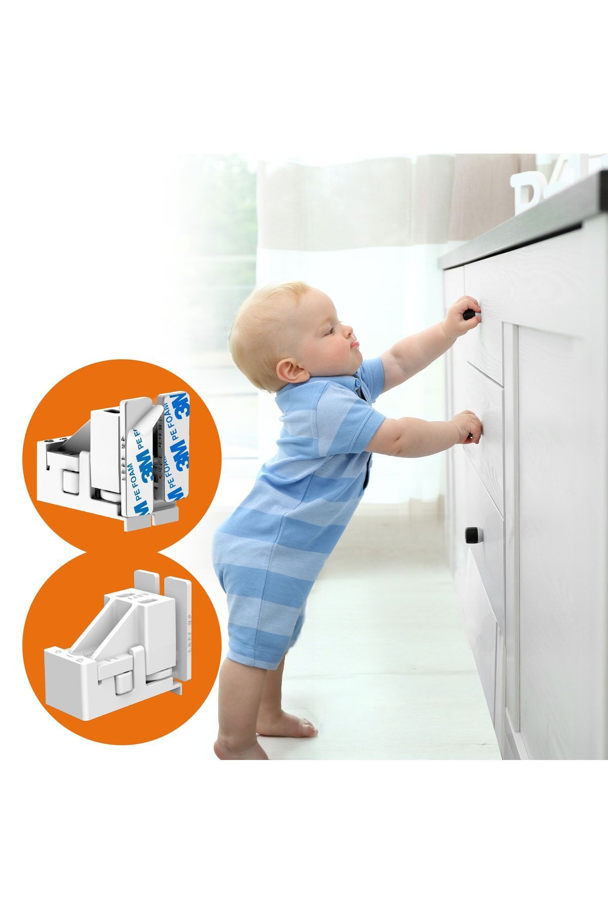 Diobaby 4 Adet Dolap Kapağı Veya Çekmece Kilitler Gizli Çocuk Kilidi (2 Adet Kilit) fotoğrafı 6 (önizleme)