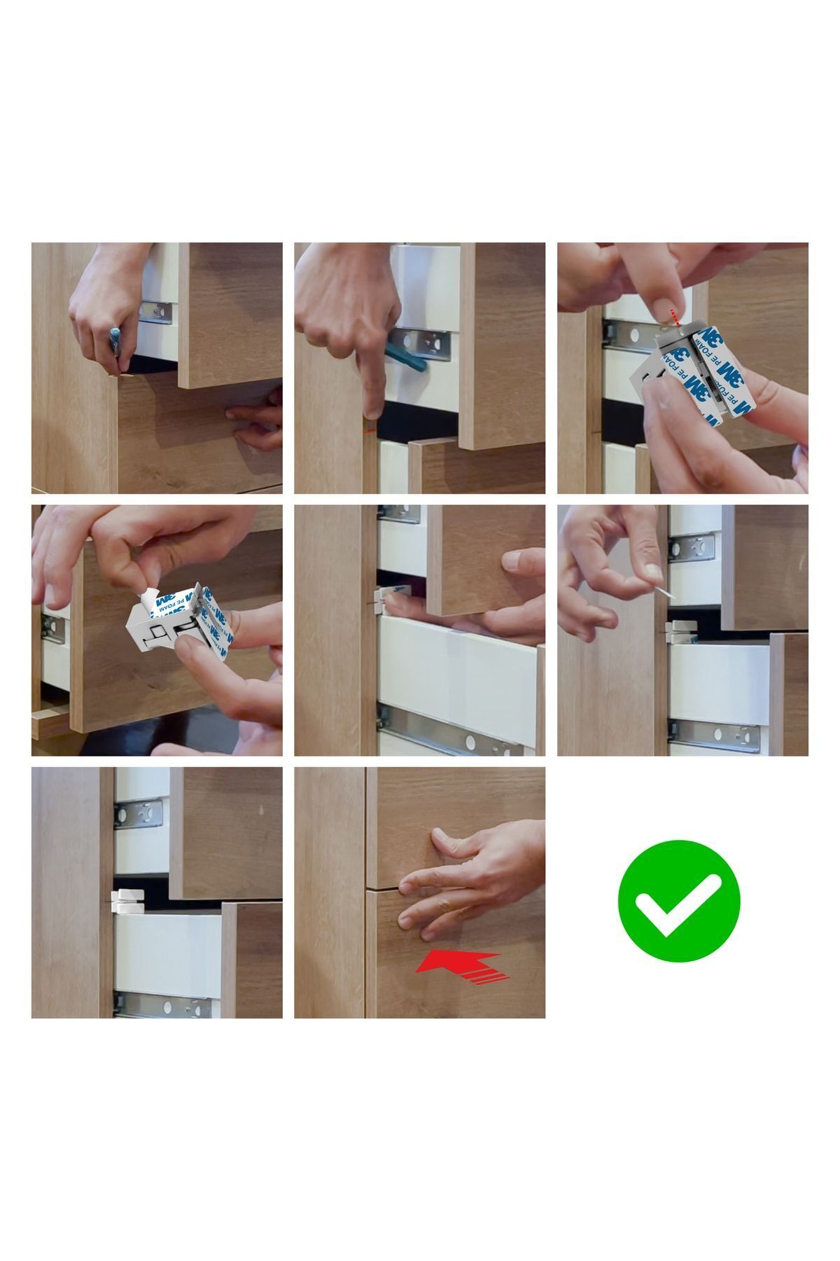 Diobaby 4 Adet Dolap Kapağı Veya Çekmece Kilitler Gizli Çocuk Kilidi (2 Adet Kilit) fotoğrafı 4 (önizleme)