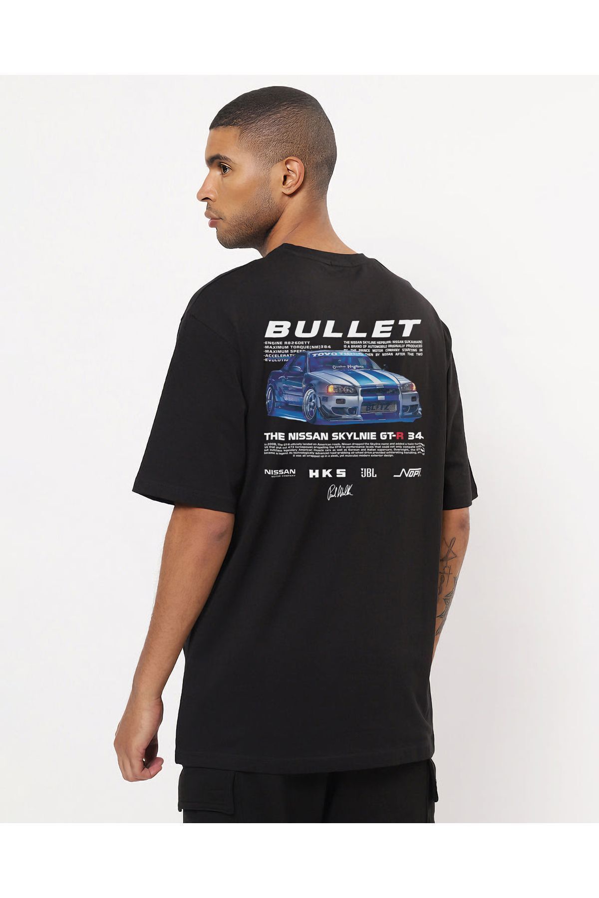 WooWoo  Fast and Furious Paul Walker Nissan Skyline GT-R Oversize Unisex Tshirt - Görsel 3