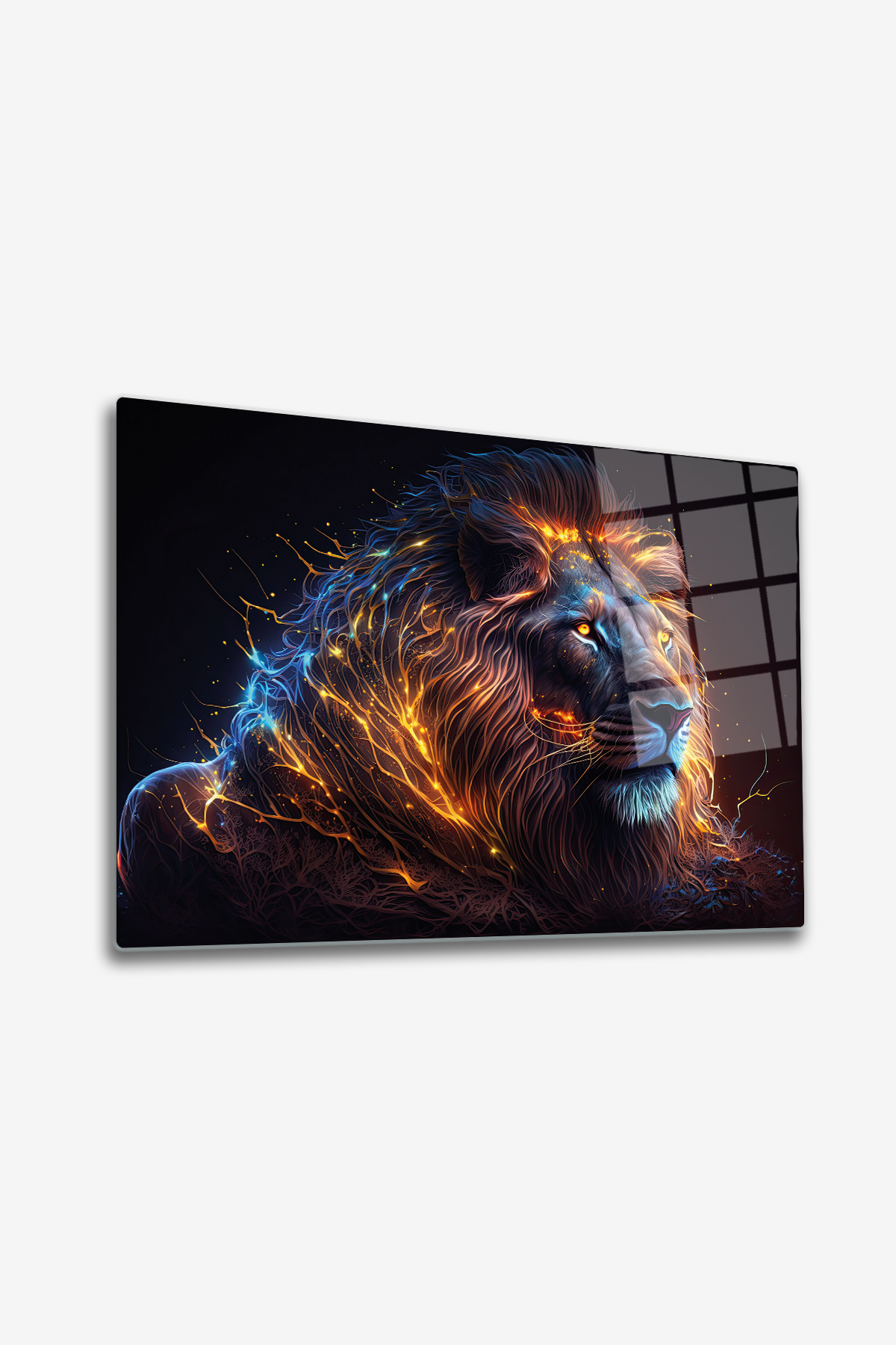 Glass Table | Neon Lion | 40cm x 60cm