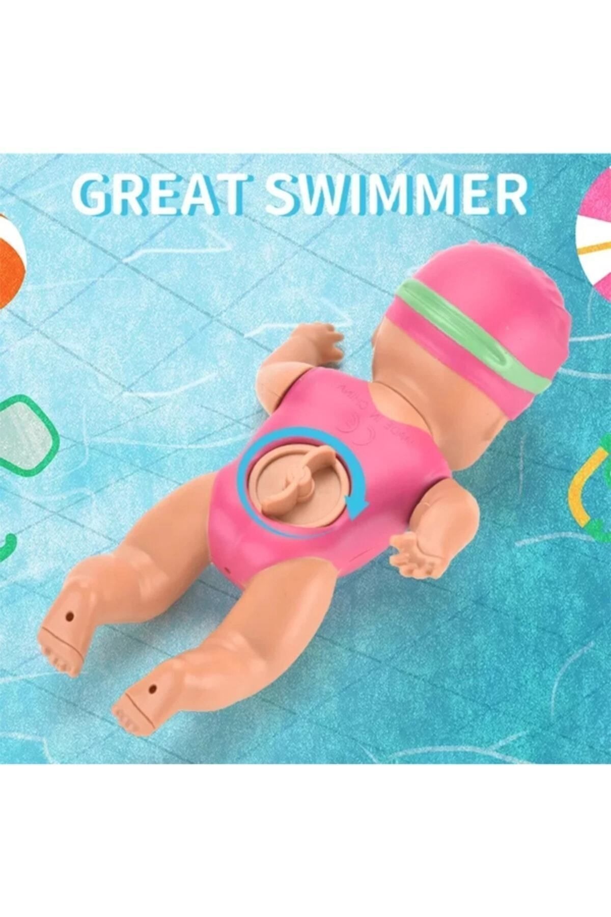 TRUST STORE Küvette Havuzda Kendiliğinden Yüzen Kurmalı Swimming Baby Yüzen Bebek - Banyo oyuncağı 10 Cm fotoğrafı 3 (önizleme)